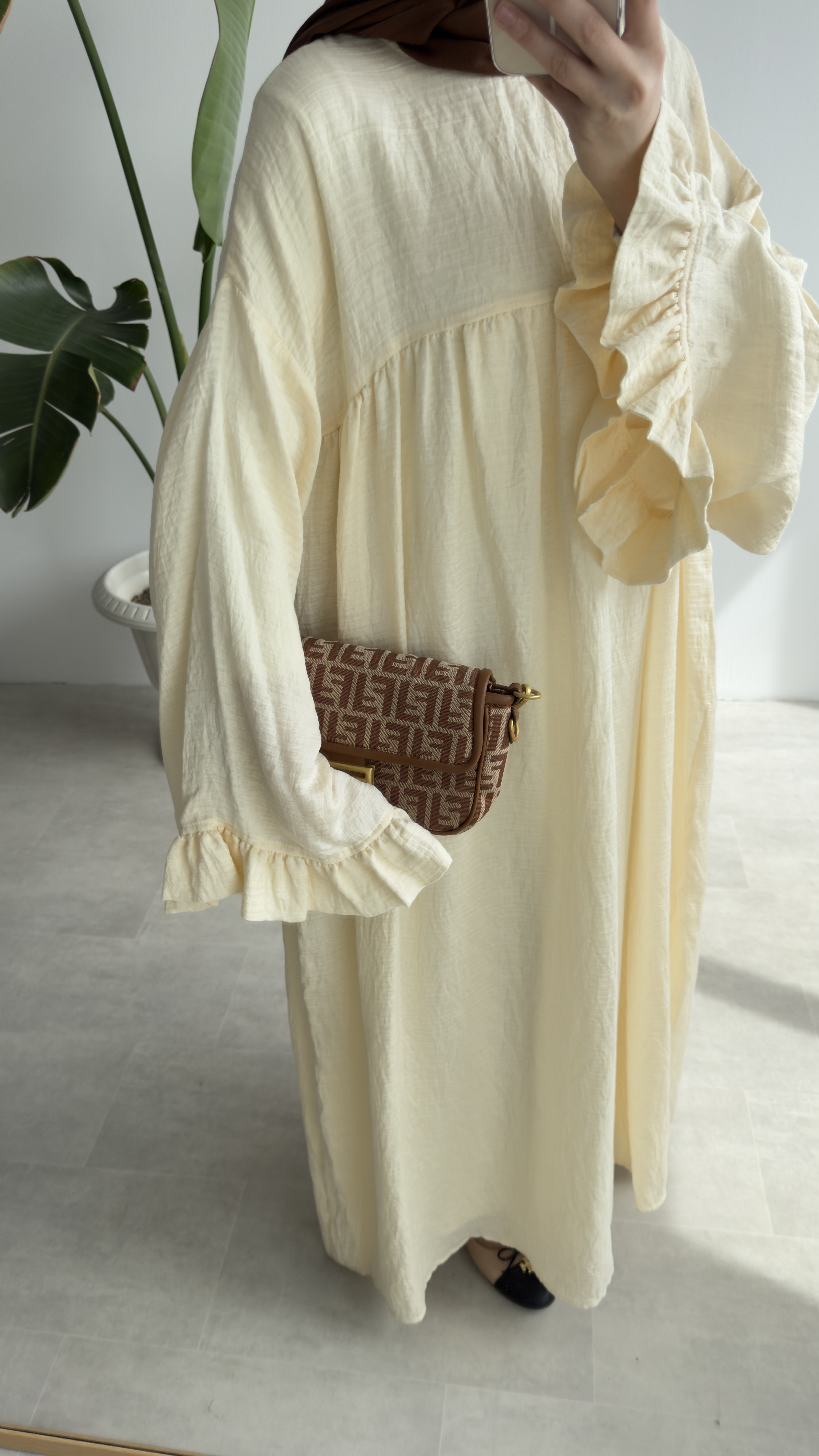 FİORE İTHAL MODAL ELBİSE - EKRU