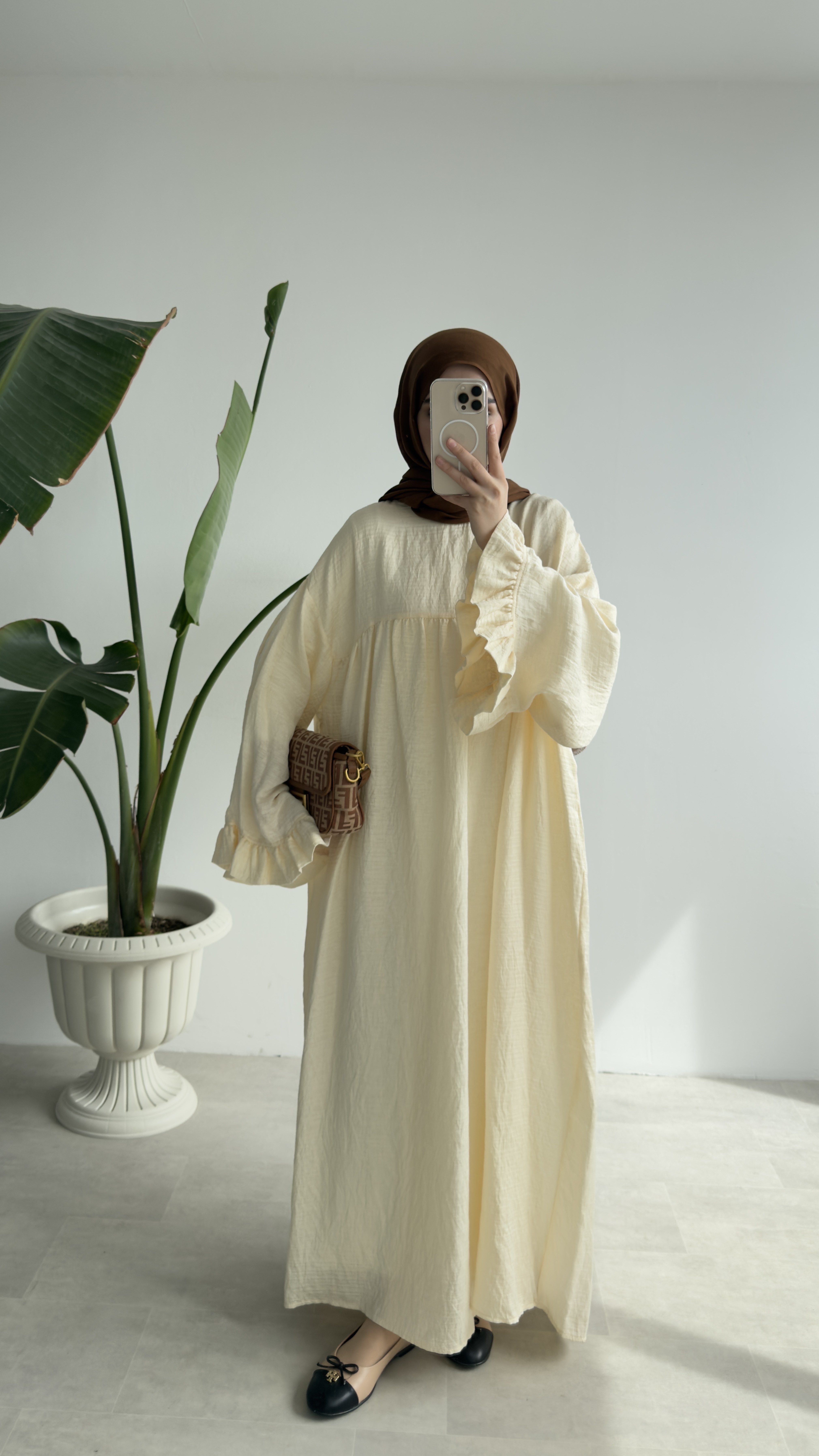 FİORE İTHAL MODAL ELBİSE - EKRU