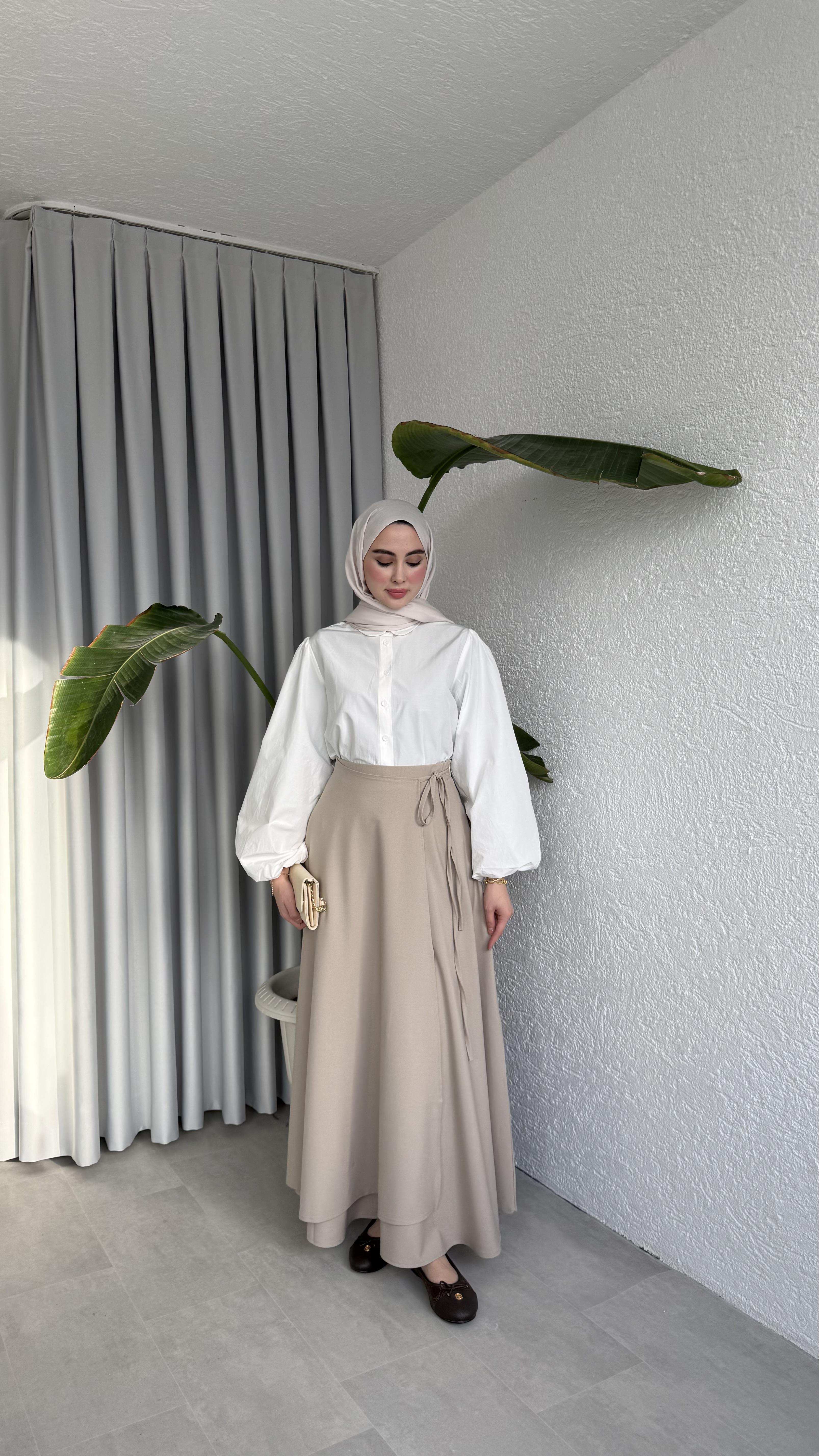 ANVELOP BAĞLAMALI ETEK - BEJ