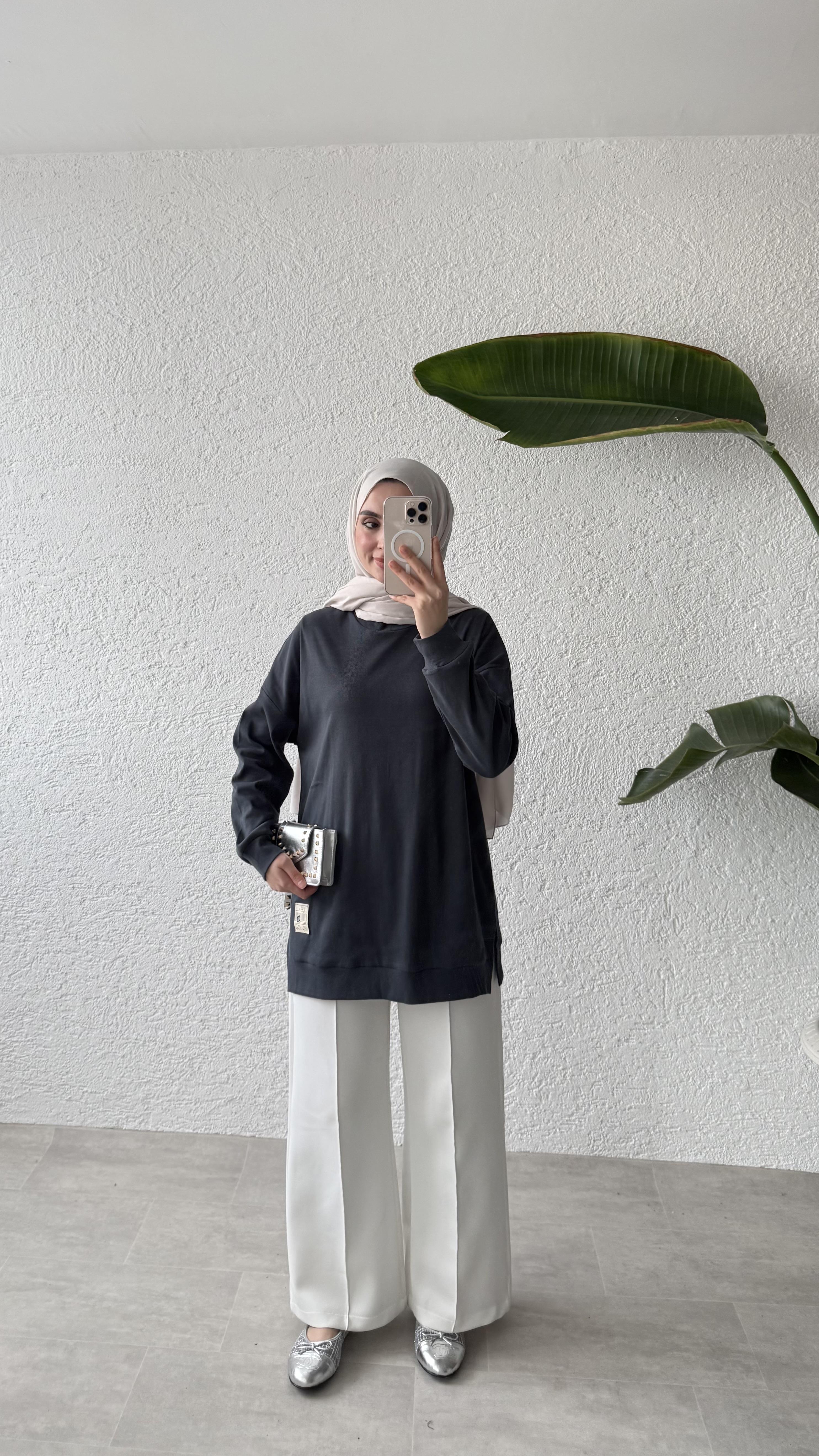 BASIC KAŞKORSE TUNİK - FÜME