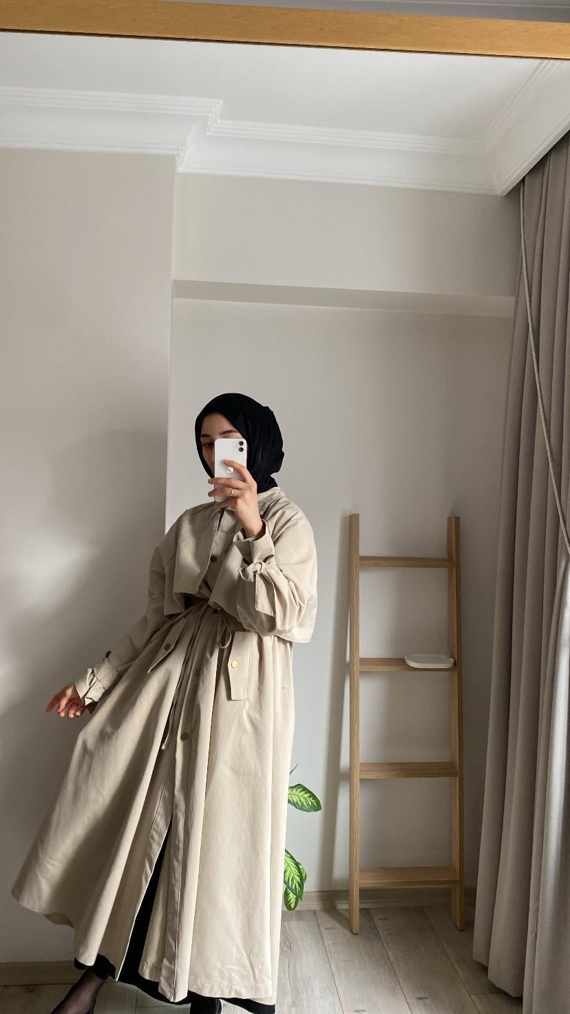 BİYELİ PAMUK TRENÇ BEJ