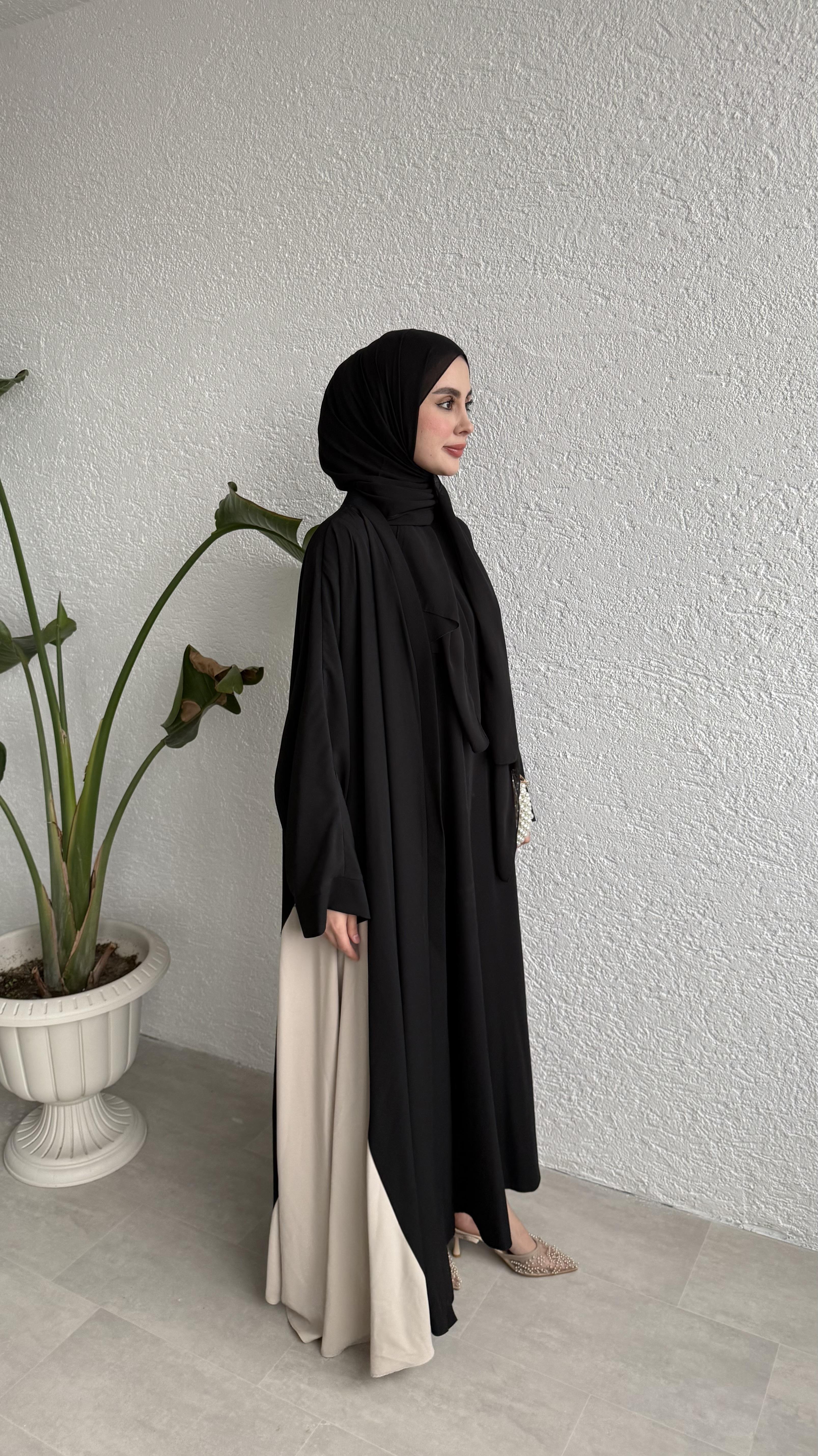ÇİFT RENKLİ ABAYA - SİYAH 