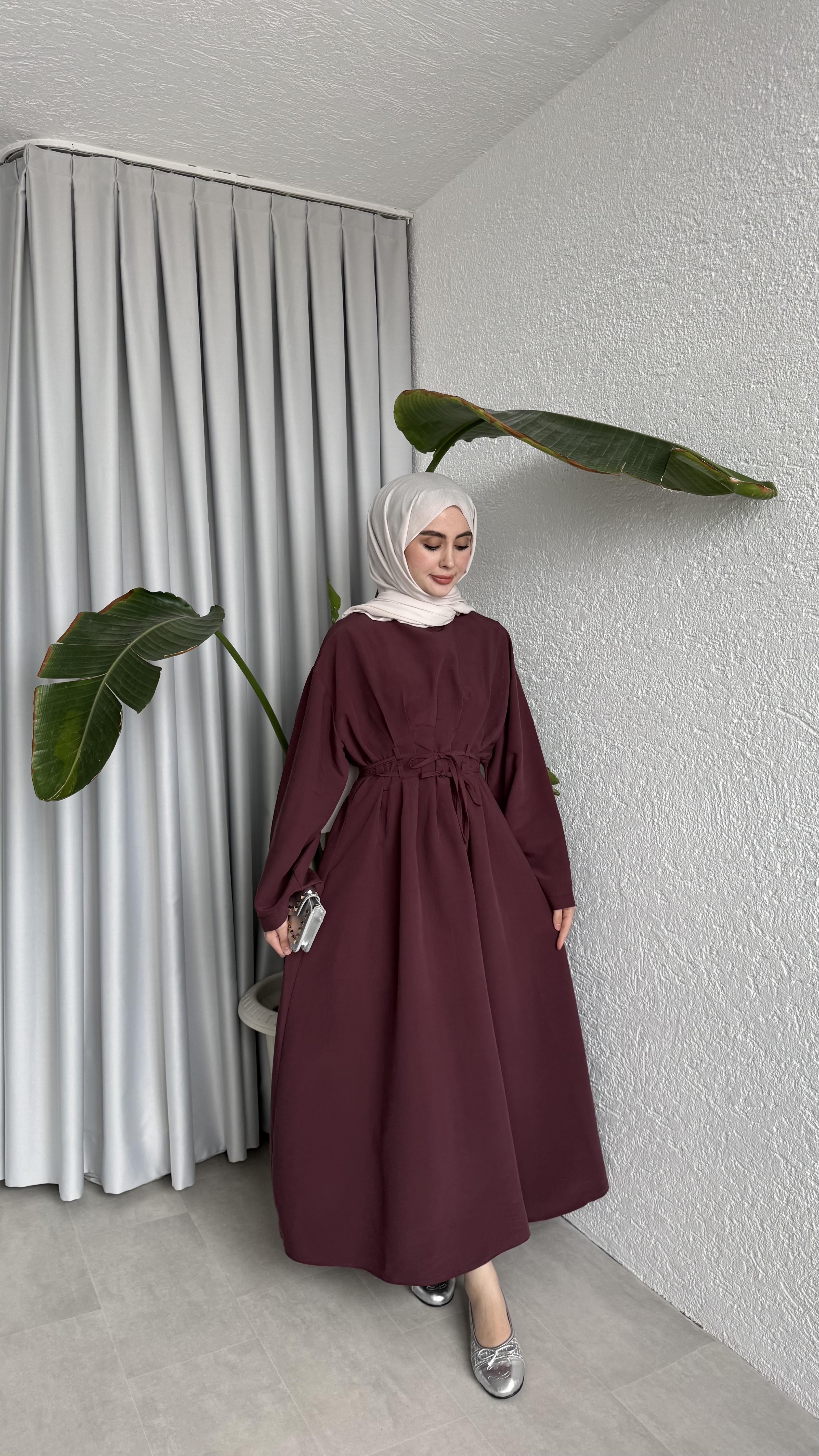 CUPRA BAĞLAMALI ELBİSE - MÜRDÜM