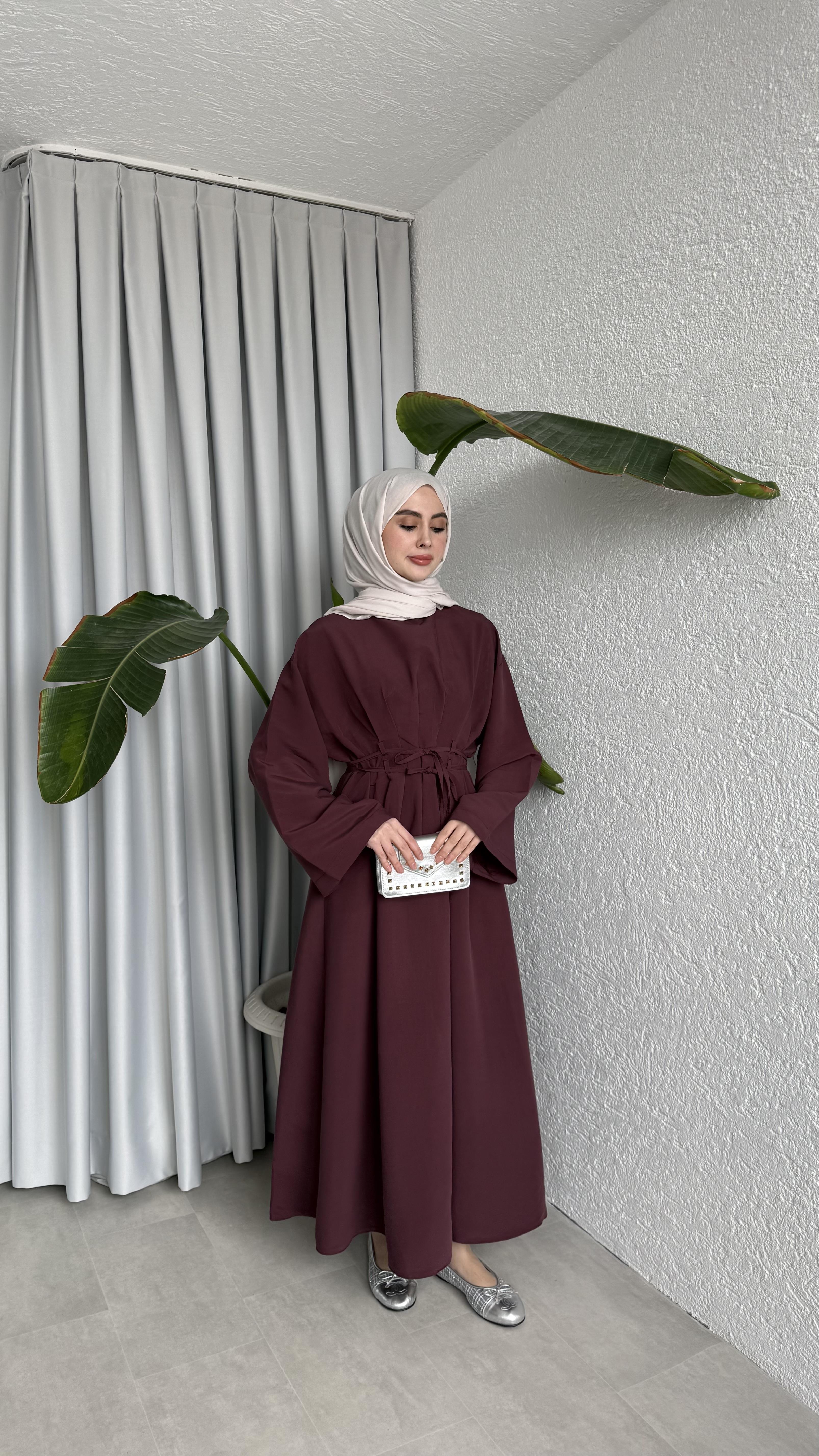 CUPRA BAĞLAMALI ELBİSE - MÜRDÜM