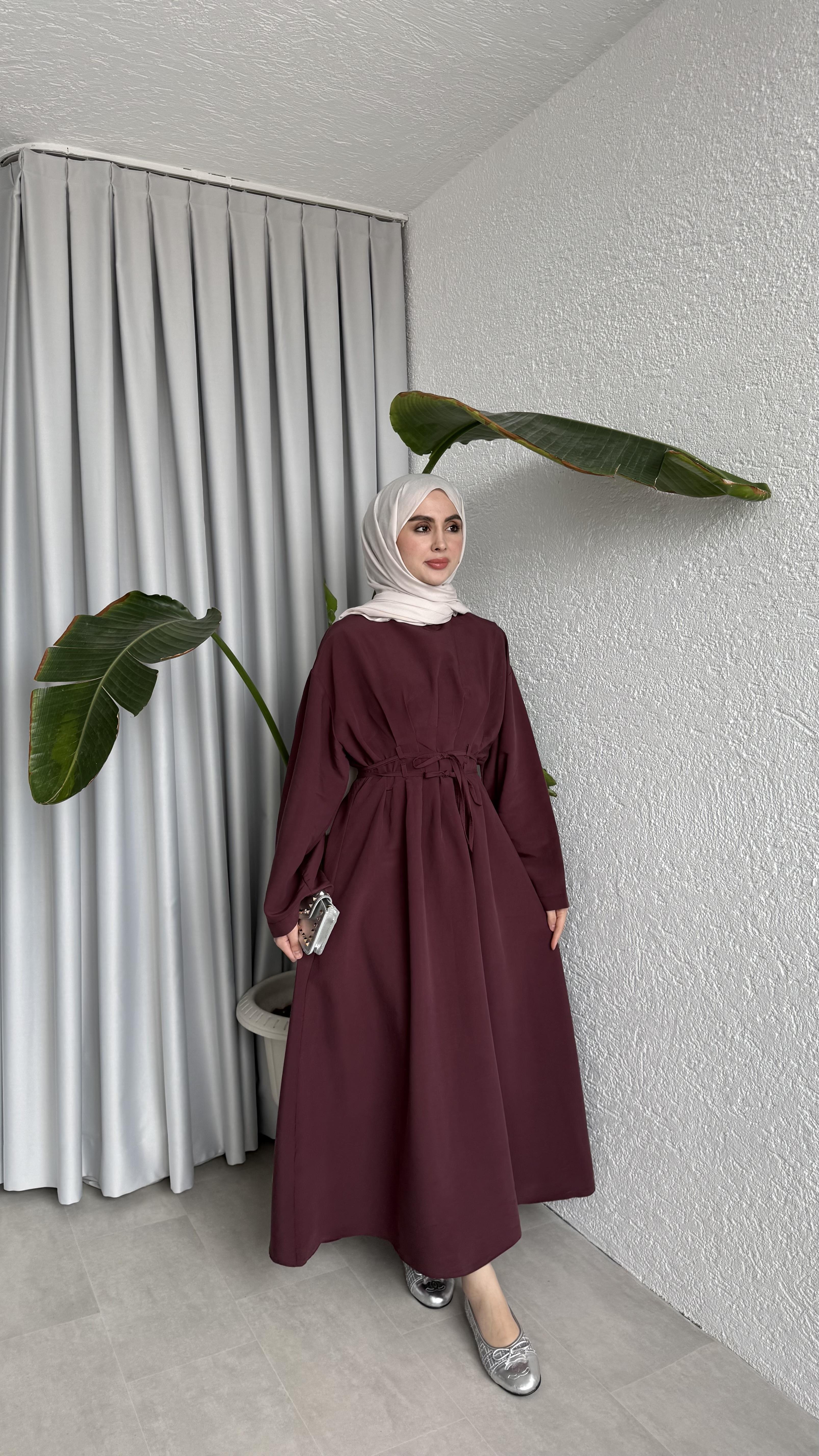 CUPRA BAĞLAMALI ELBİSE - MÜRDÜM