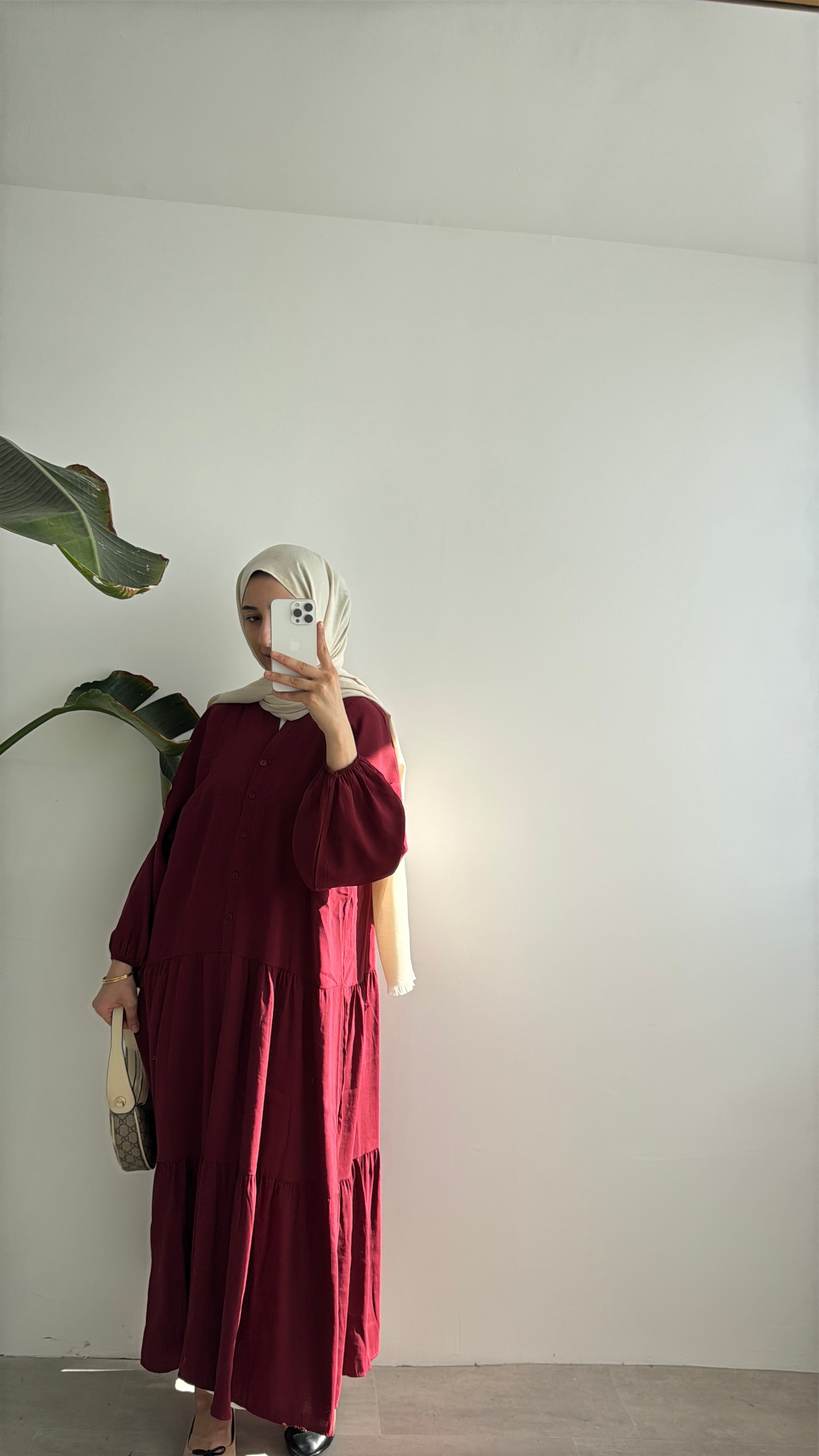 CUPRA KAT KAT ELBİSE - BORDO