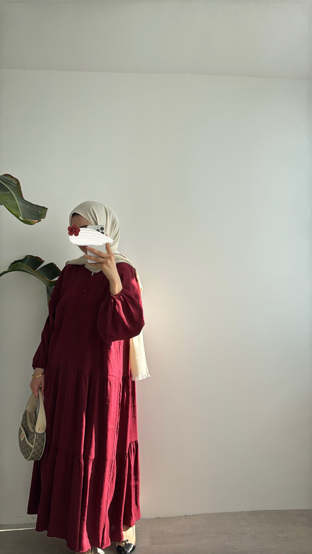 CUPRA KAT KAT ELBİSE - BORDO