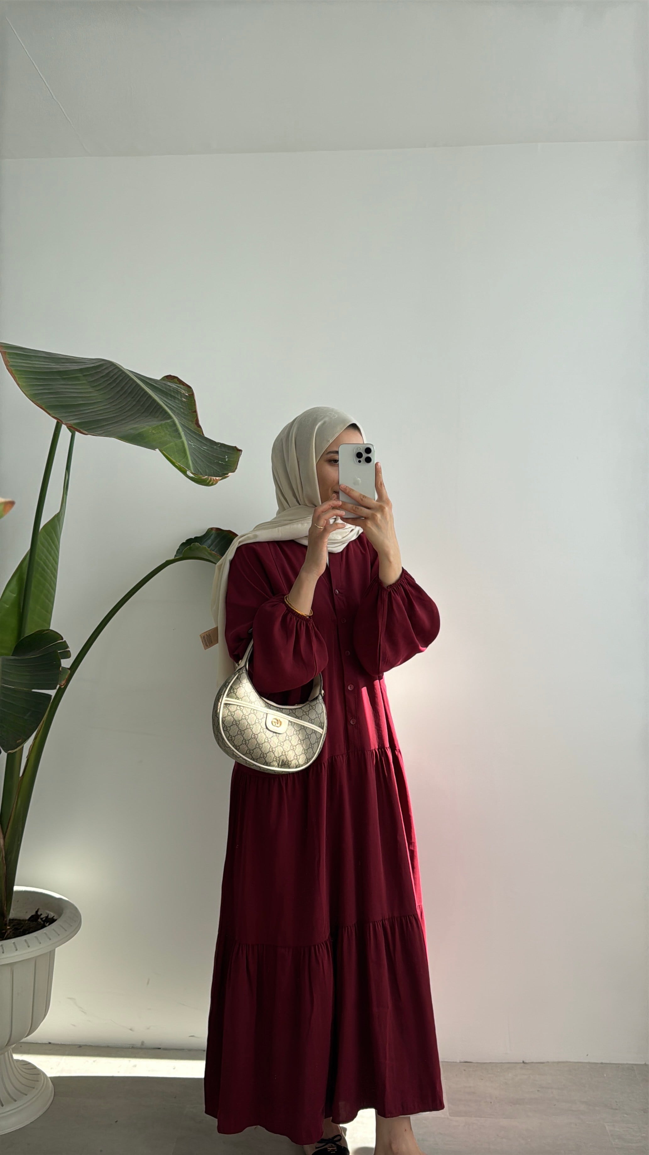 CUPRA KAT KAT ELBİSE - BORDO