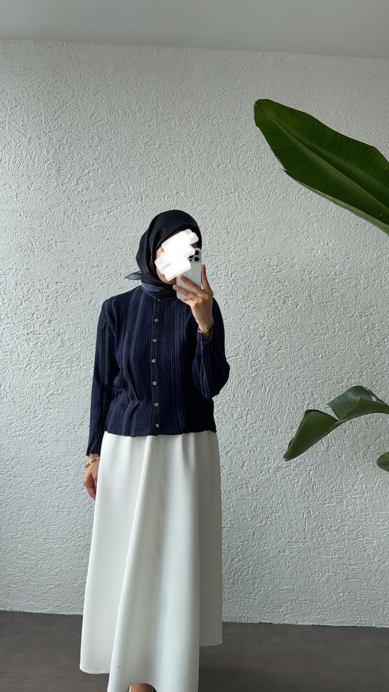 GOLD DÜĞMELİ MERSERİZE HIRKA - LACİVERT