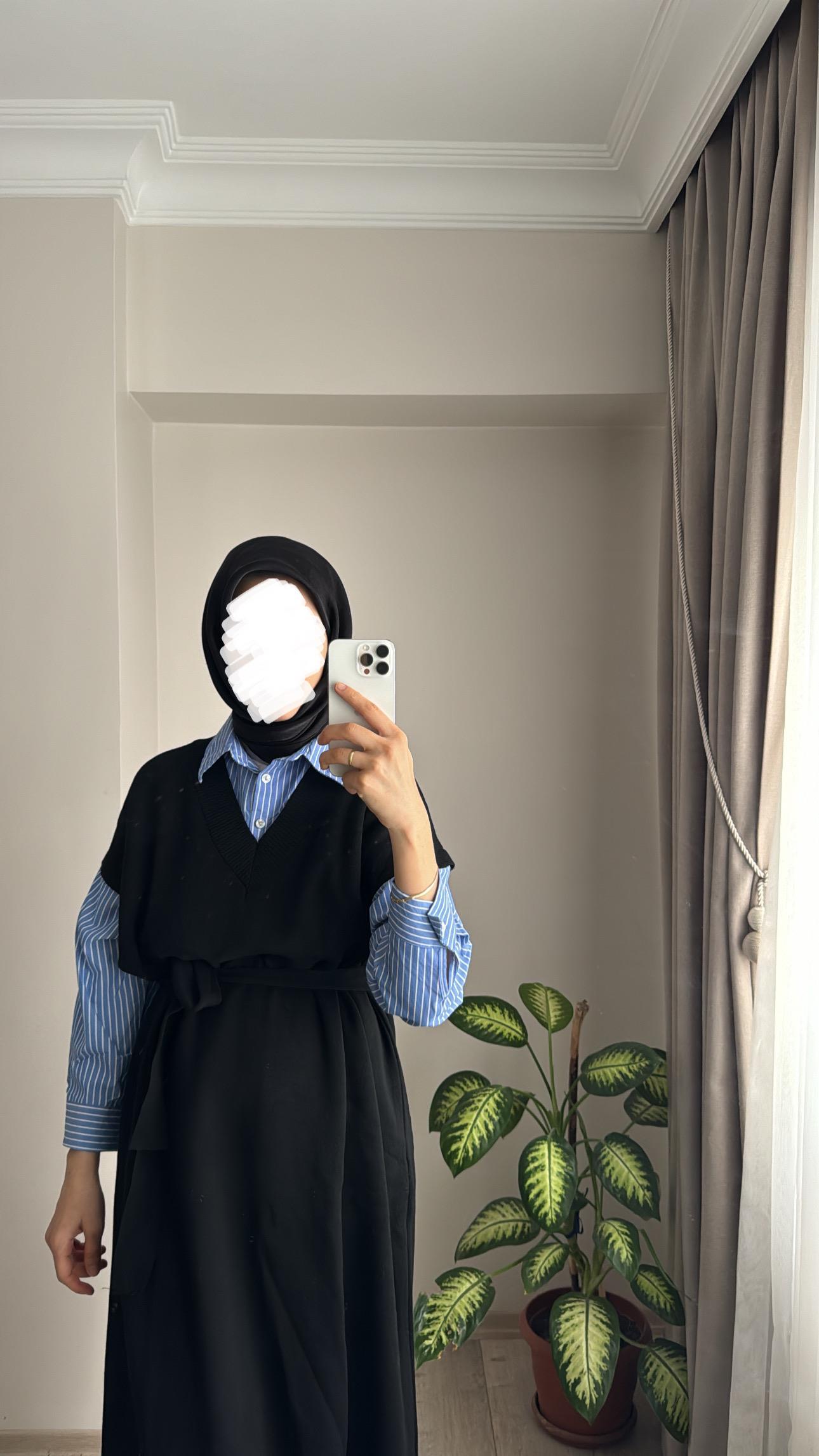 GÖMLEK DETAY ELBİSE SİYAH