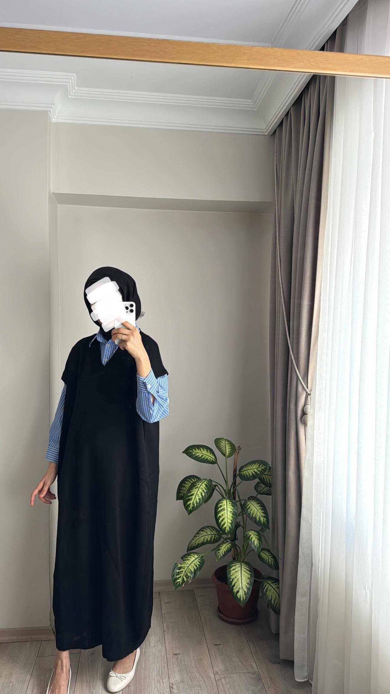 GÖMLEK DETAY ELBİSE SİYAH