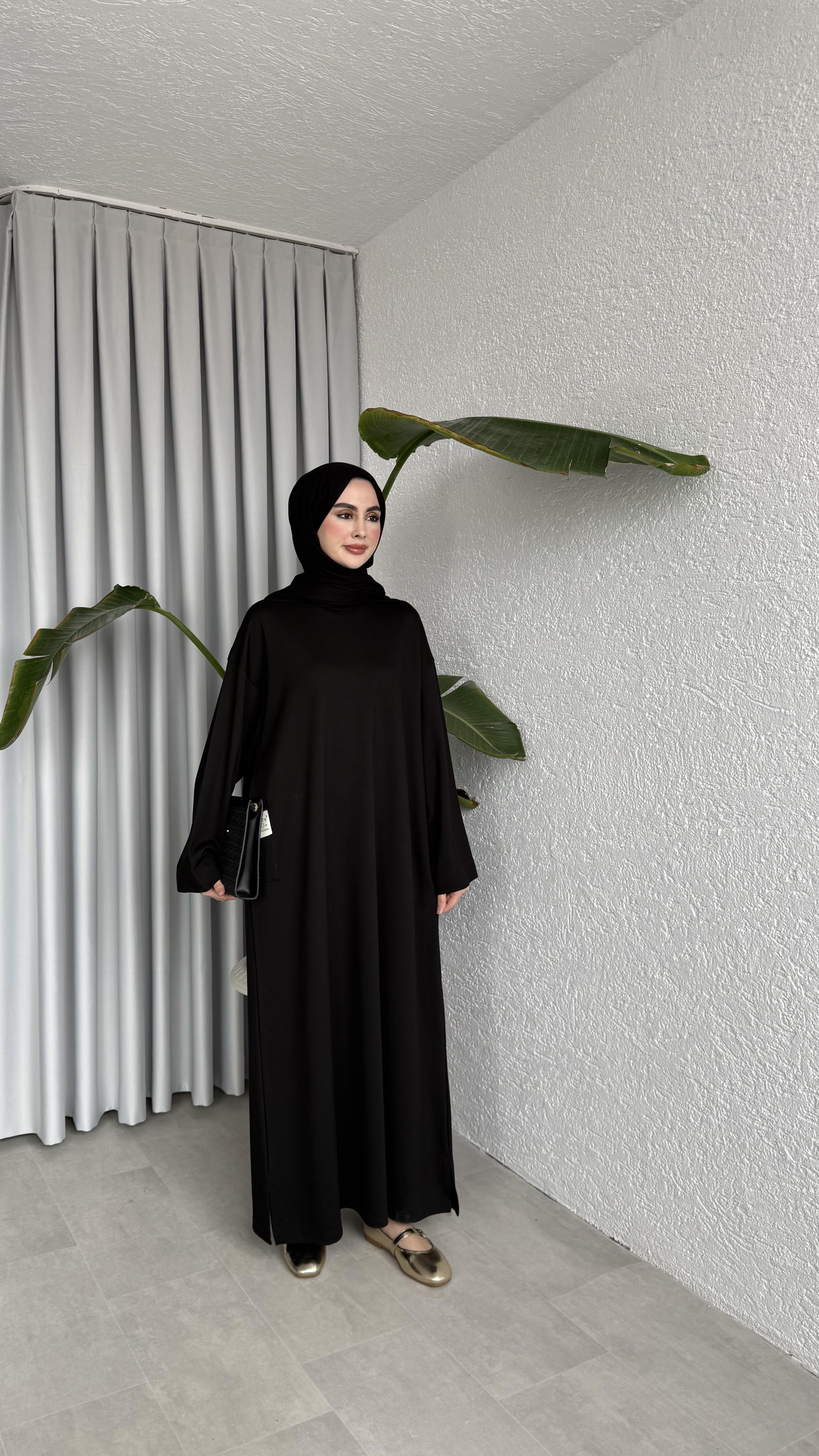 İKİ İPLİK OVERSİZE ELBİSE - SİYAH