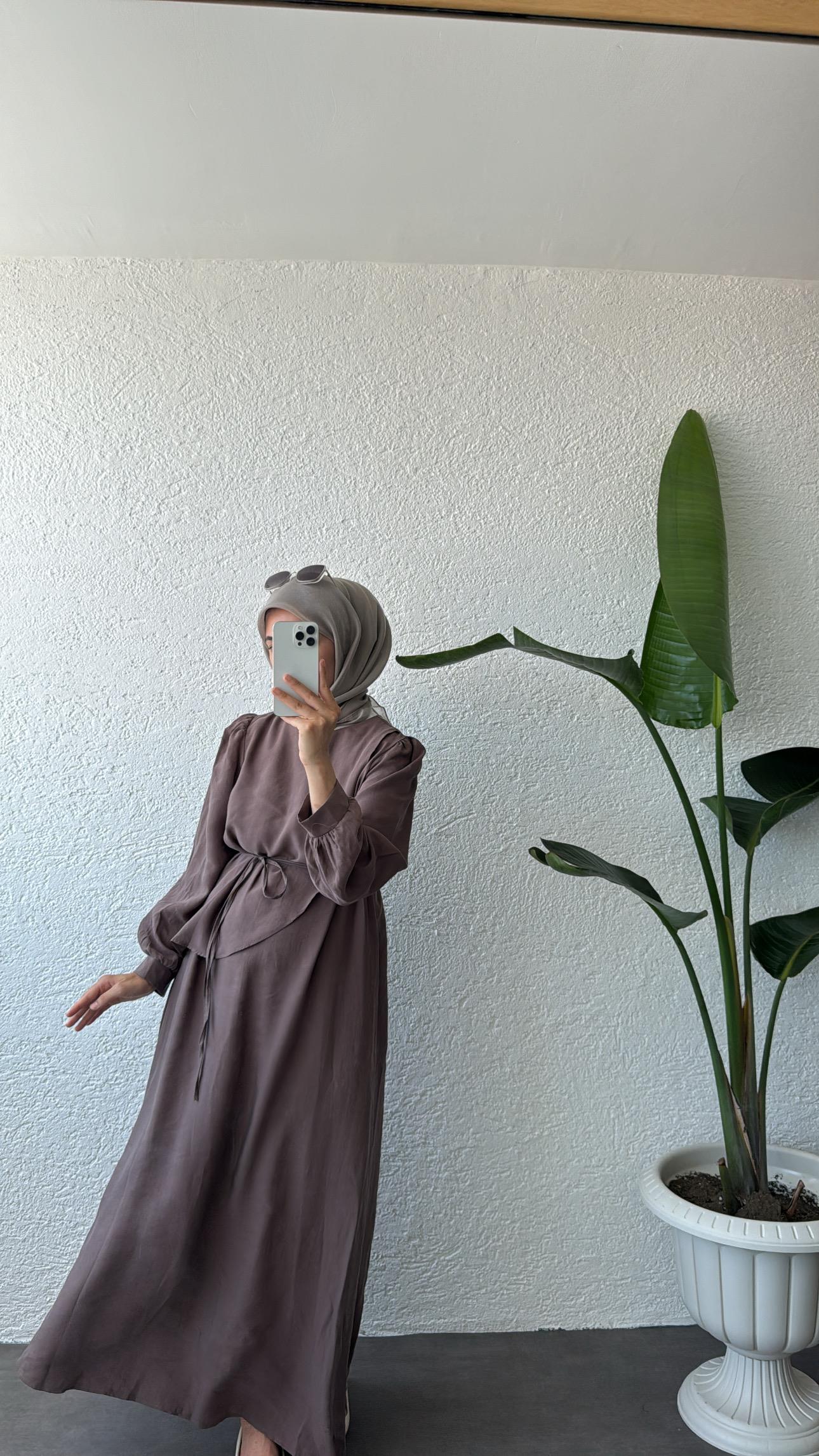 LEUR ELBİSE - KAHVE