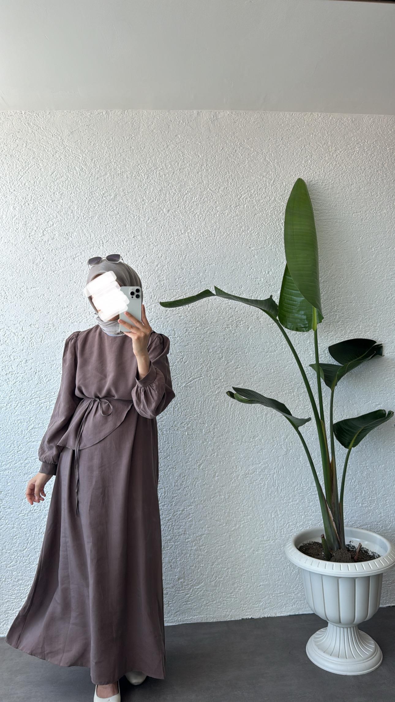 LEUR ELBİSE - KAHVE