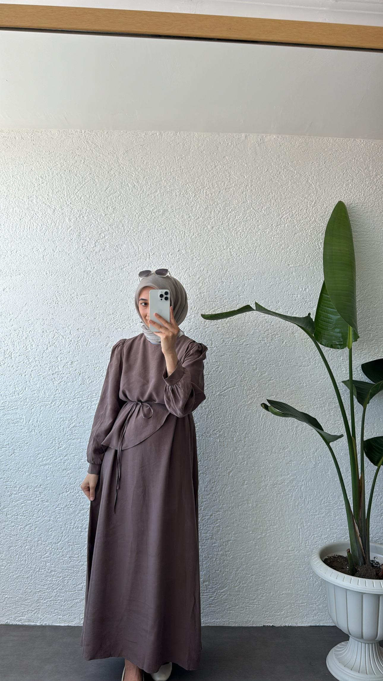 LEUR ELBİSE - KAHVE