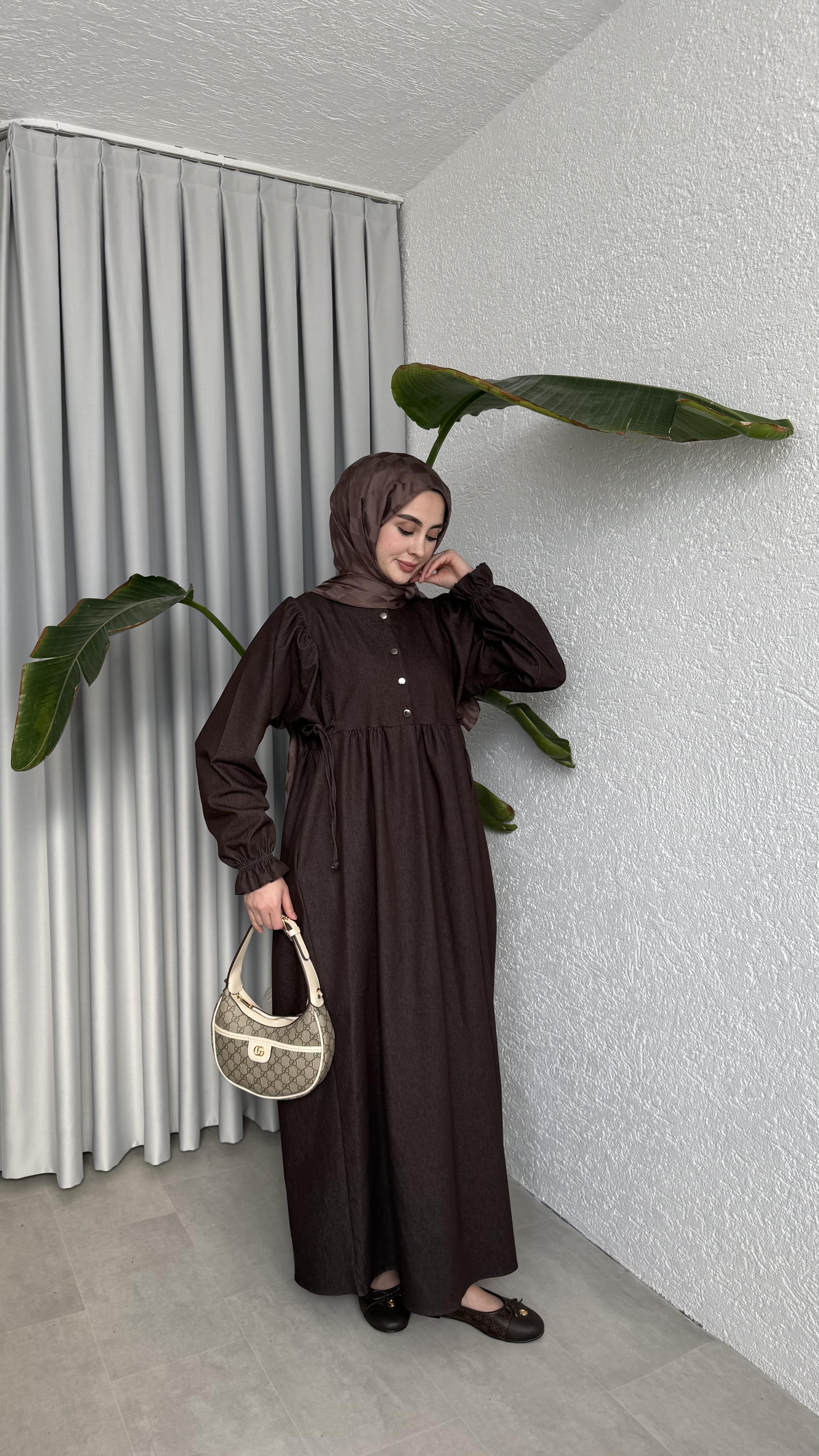 NOBLE ELBİSE - KAHVE 