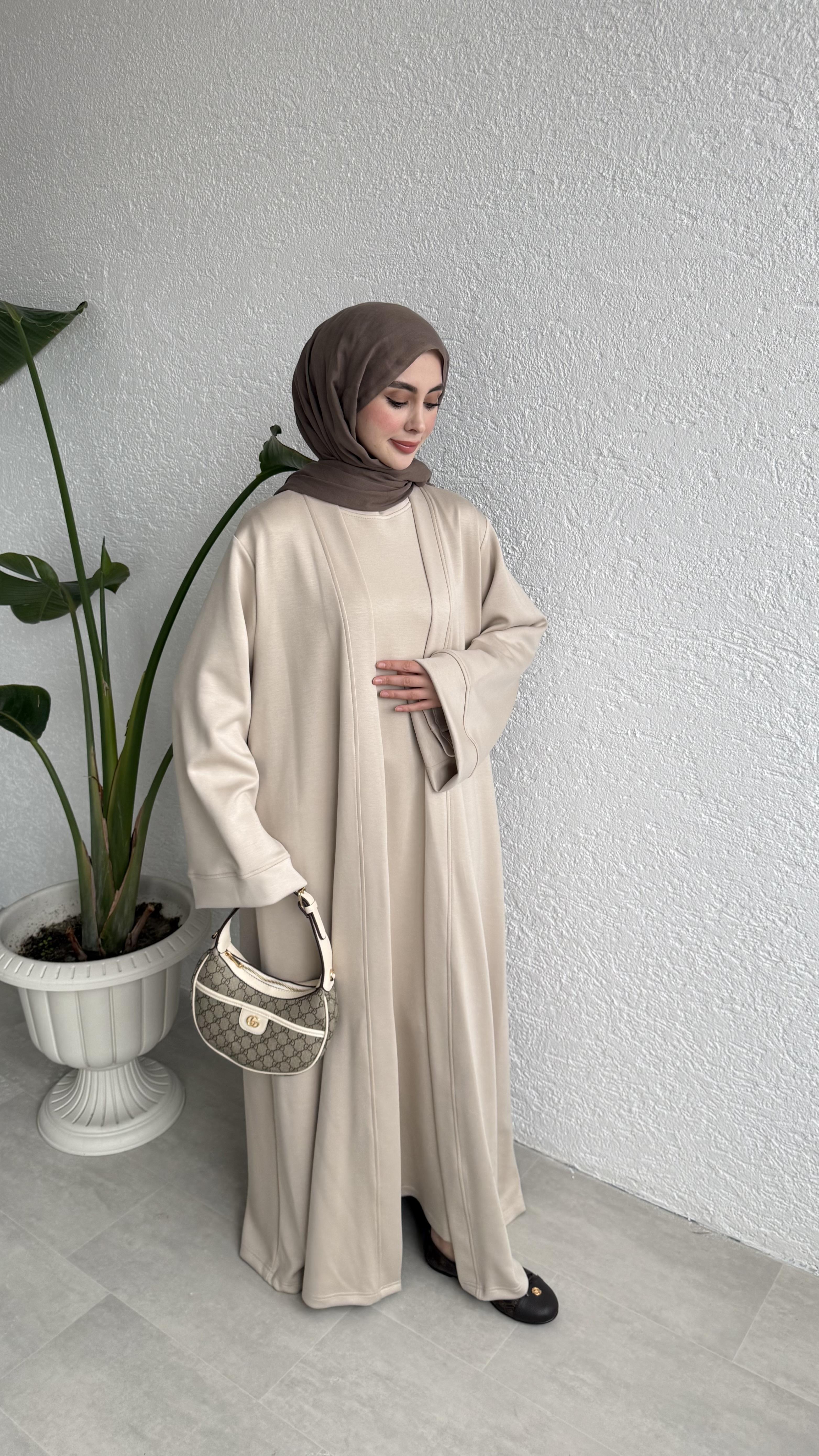 NOUR ABAYA TAKIM - BEJ