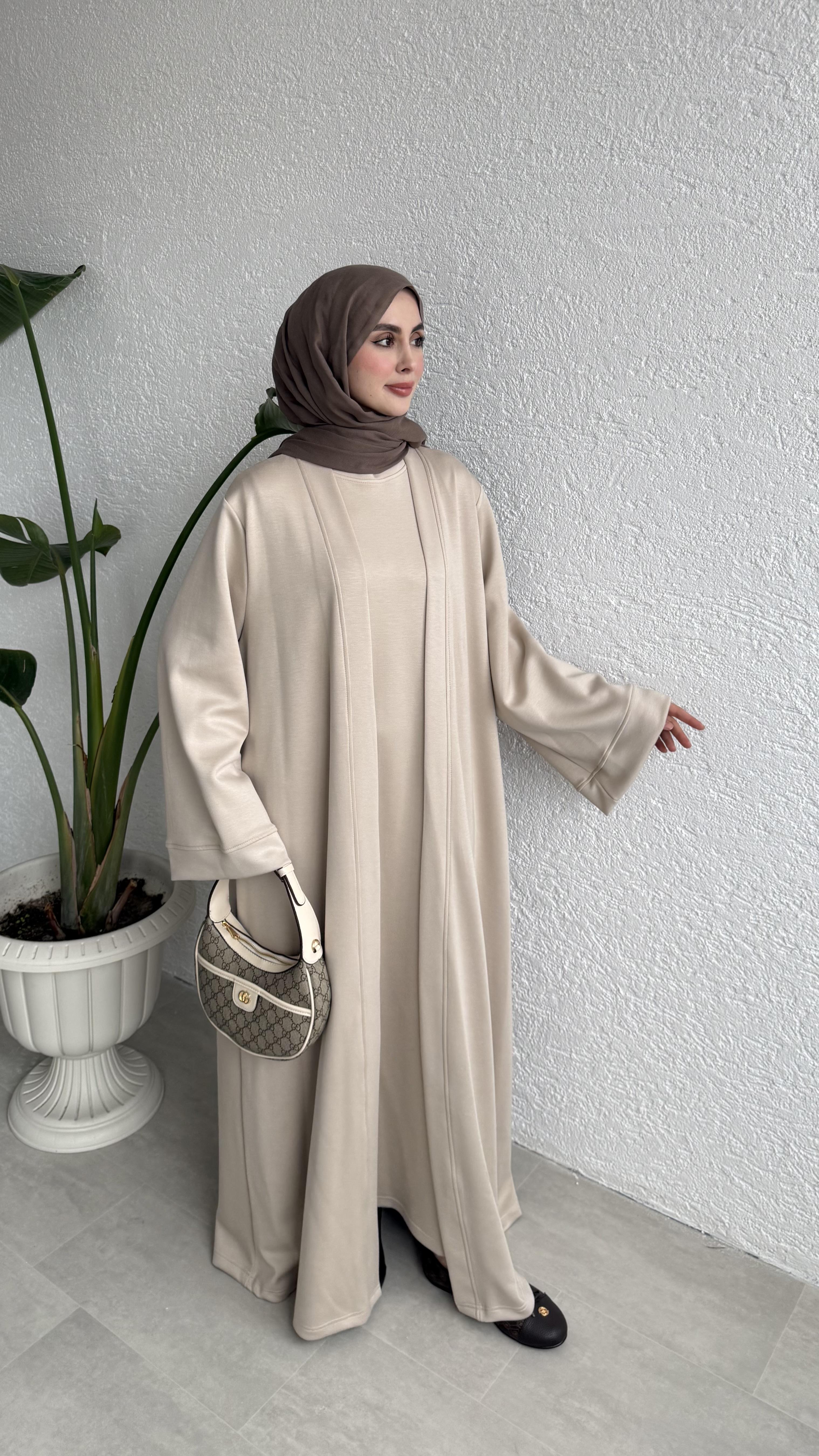 NOUR ABAYA TAKIM - BEJ