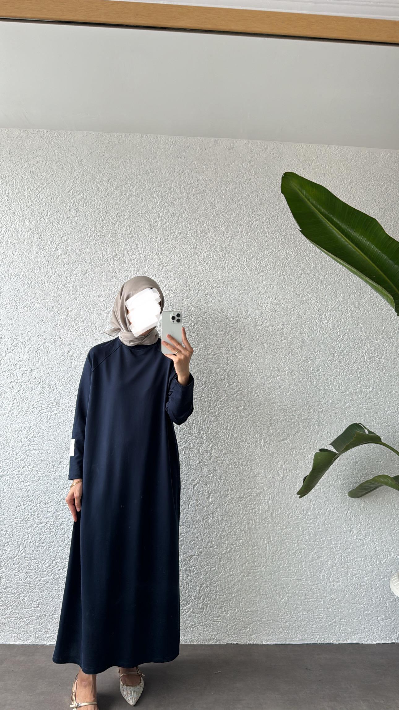 OVERSİZE UZUN RAHAT ELBİSE - LACİVERT