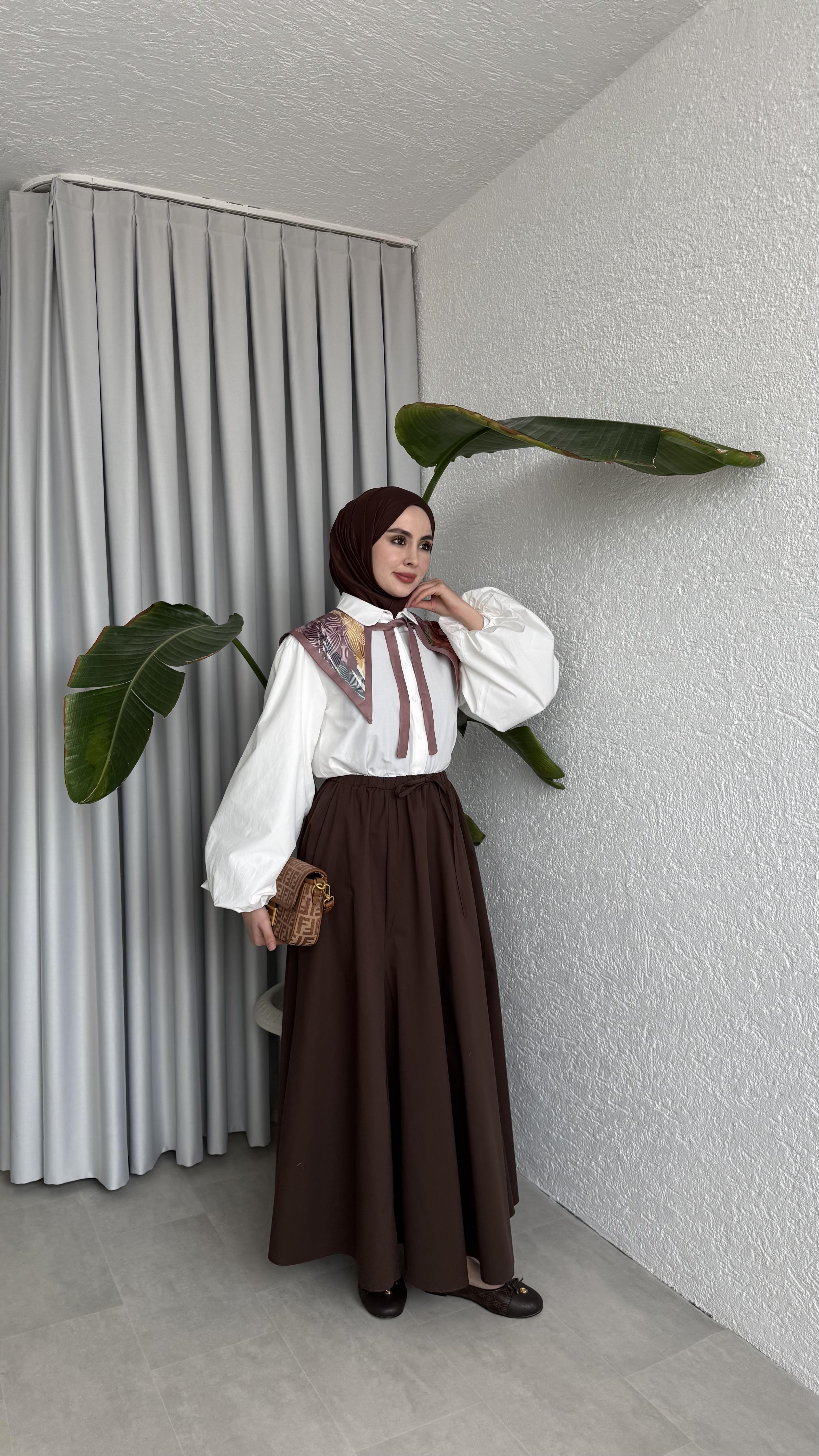 GABARDİN ETEK - KAHVE