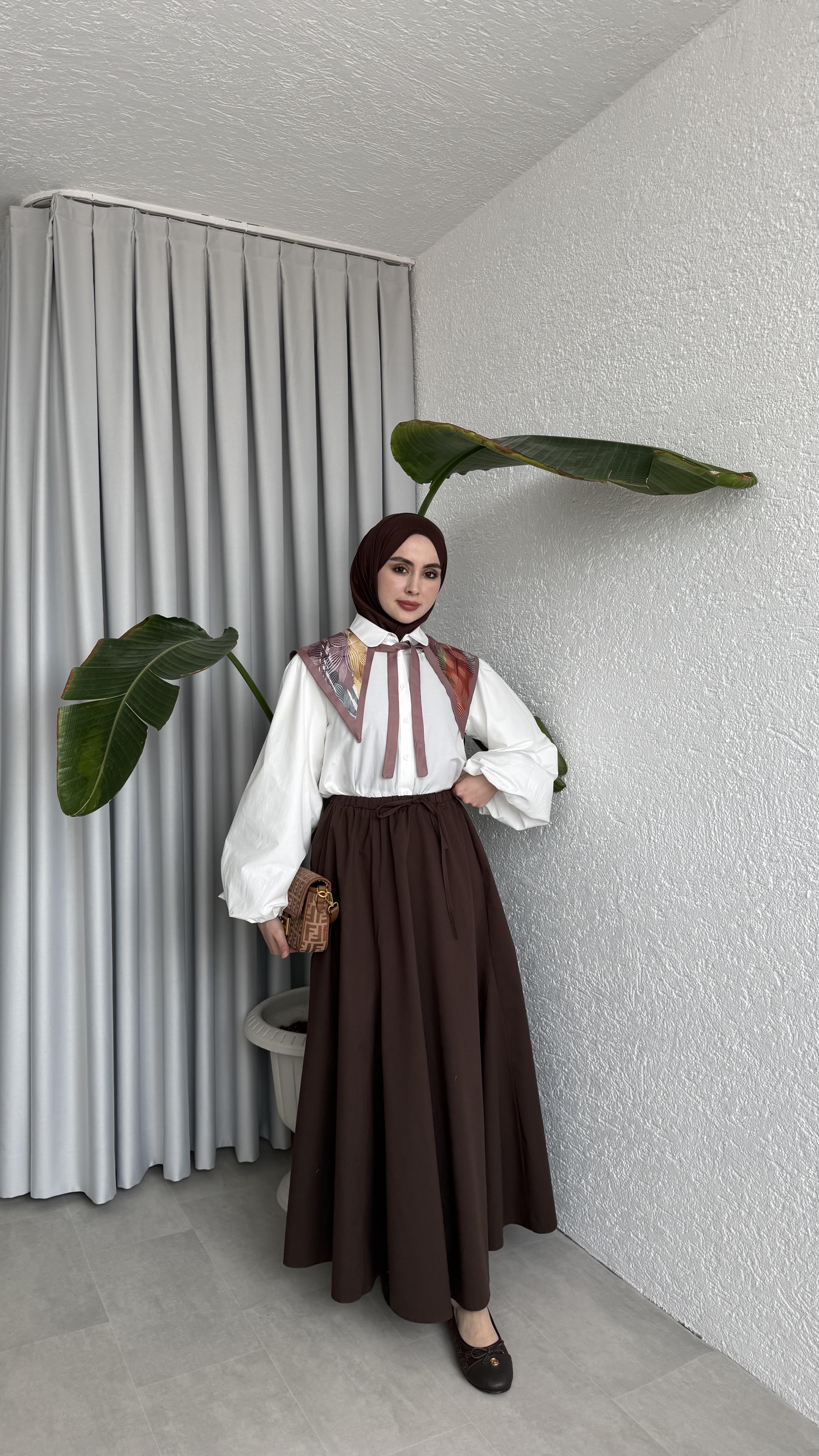 GABARDİN ETEK - KAHVE