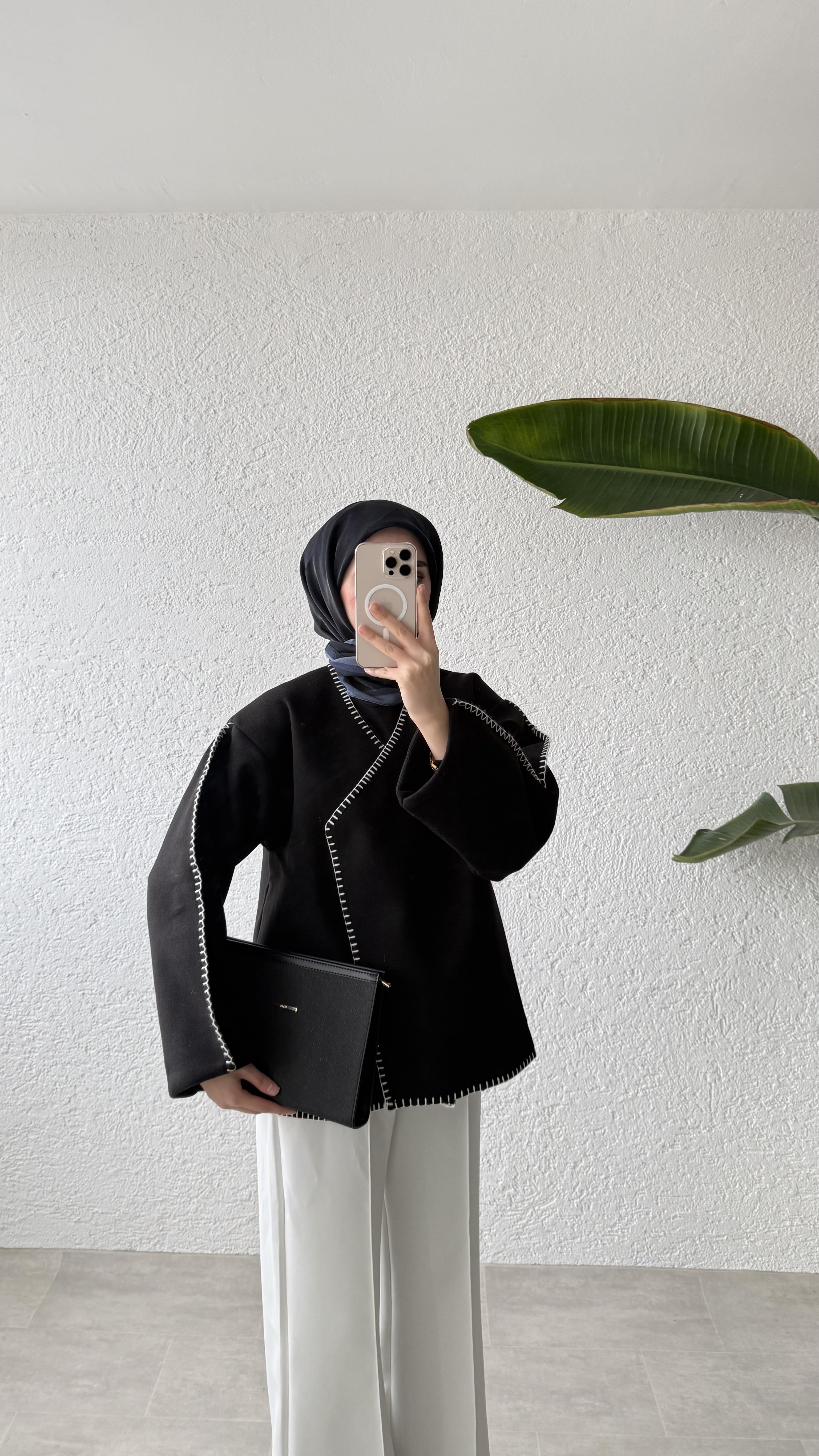 PREMİUM DİKİŞLİ KAŞE CEKET-SİYAH