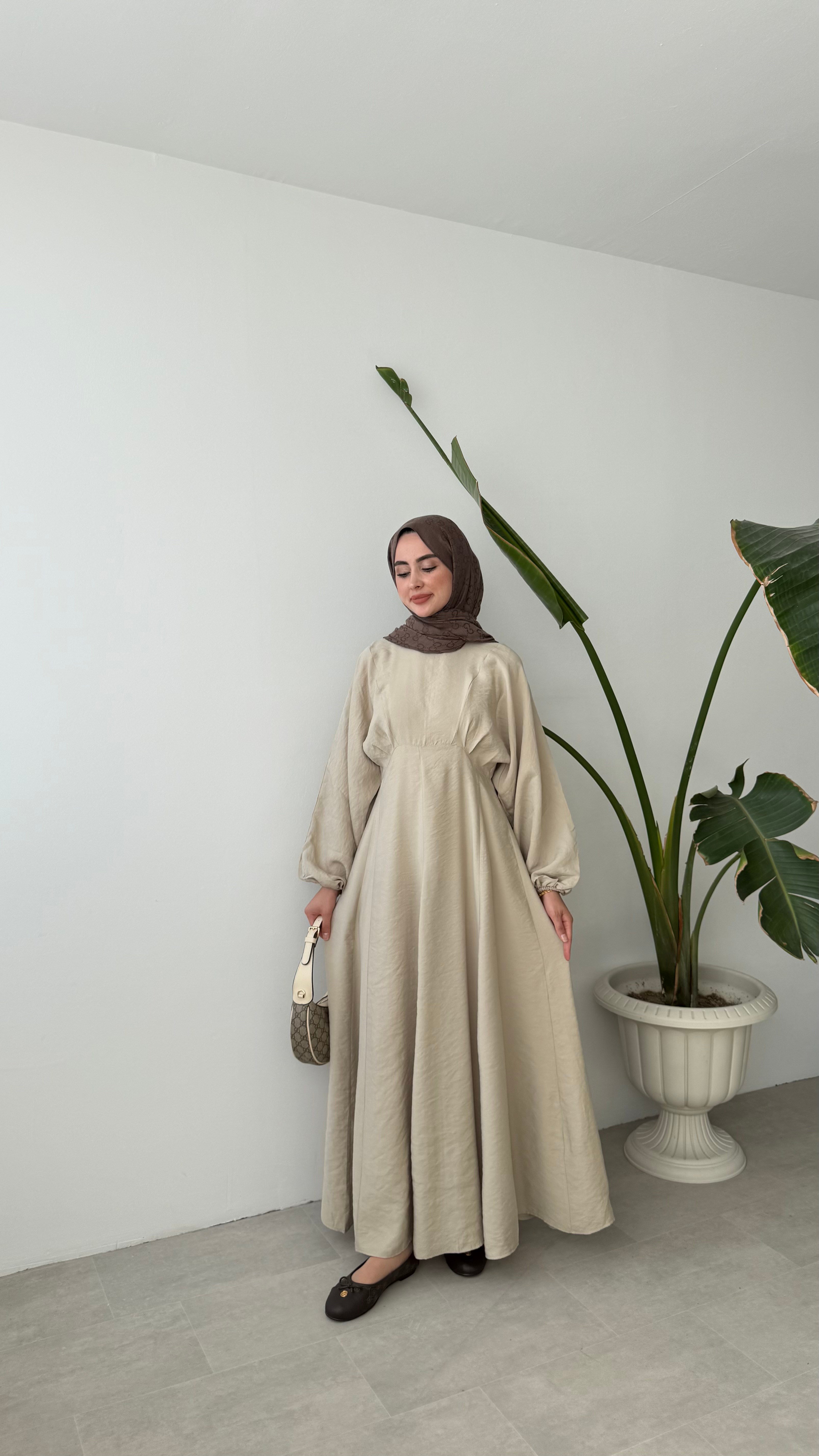 REGLAN KOL ELBİSE - BEJ