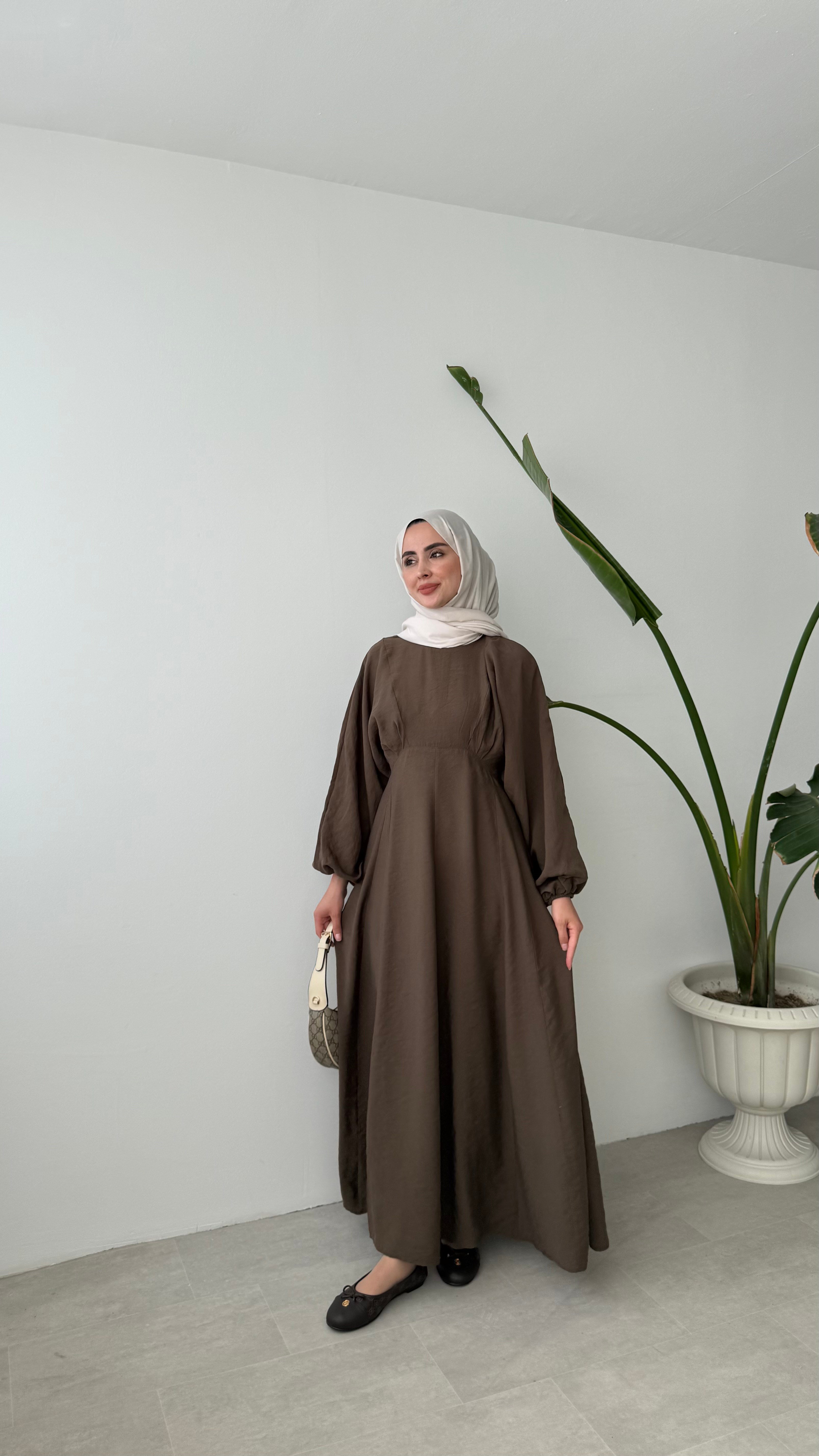 REGLAN KOL ELBİSE - KAHVE