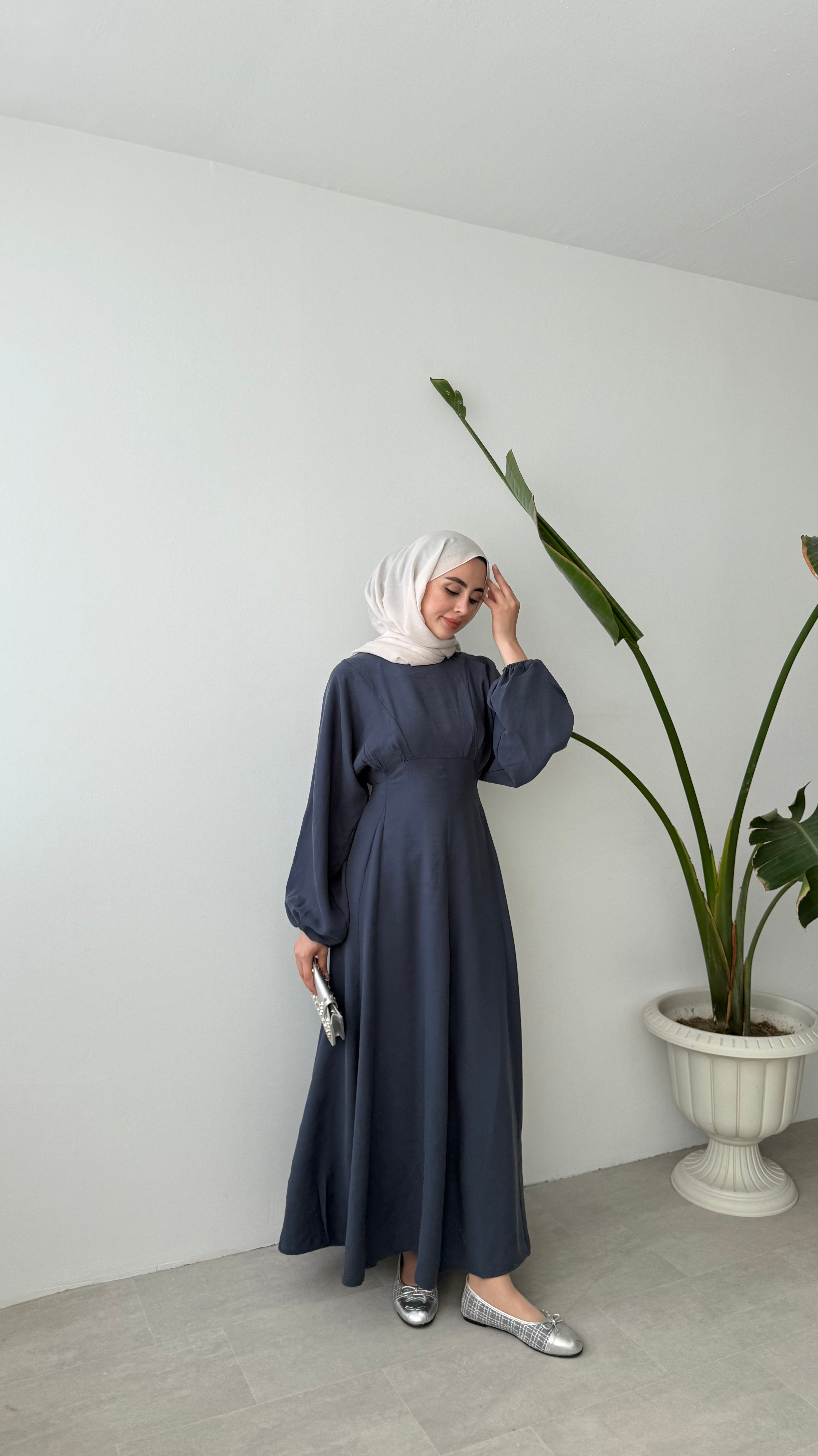 REGLAN KOL ELBİSE - LACİVERT
