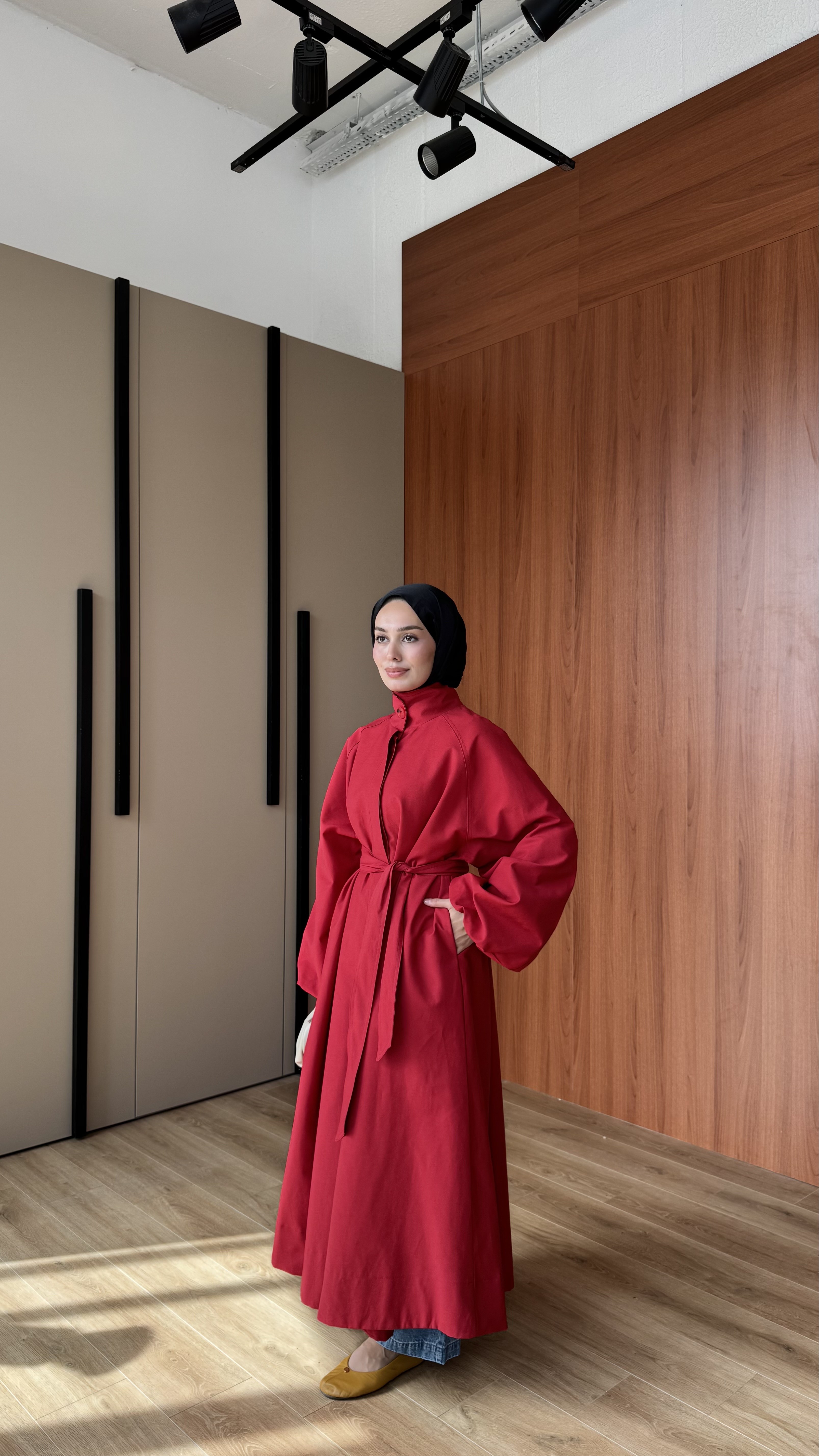 ROBE ASTARLI TRENÇKOT - KIRMIZI
