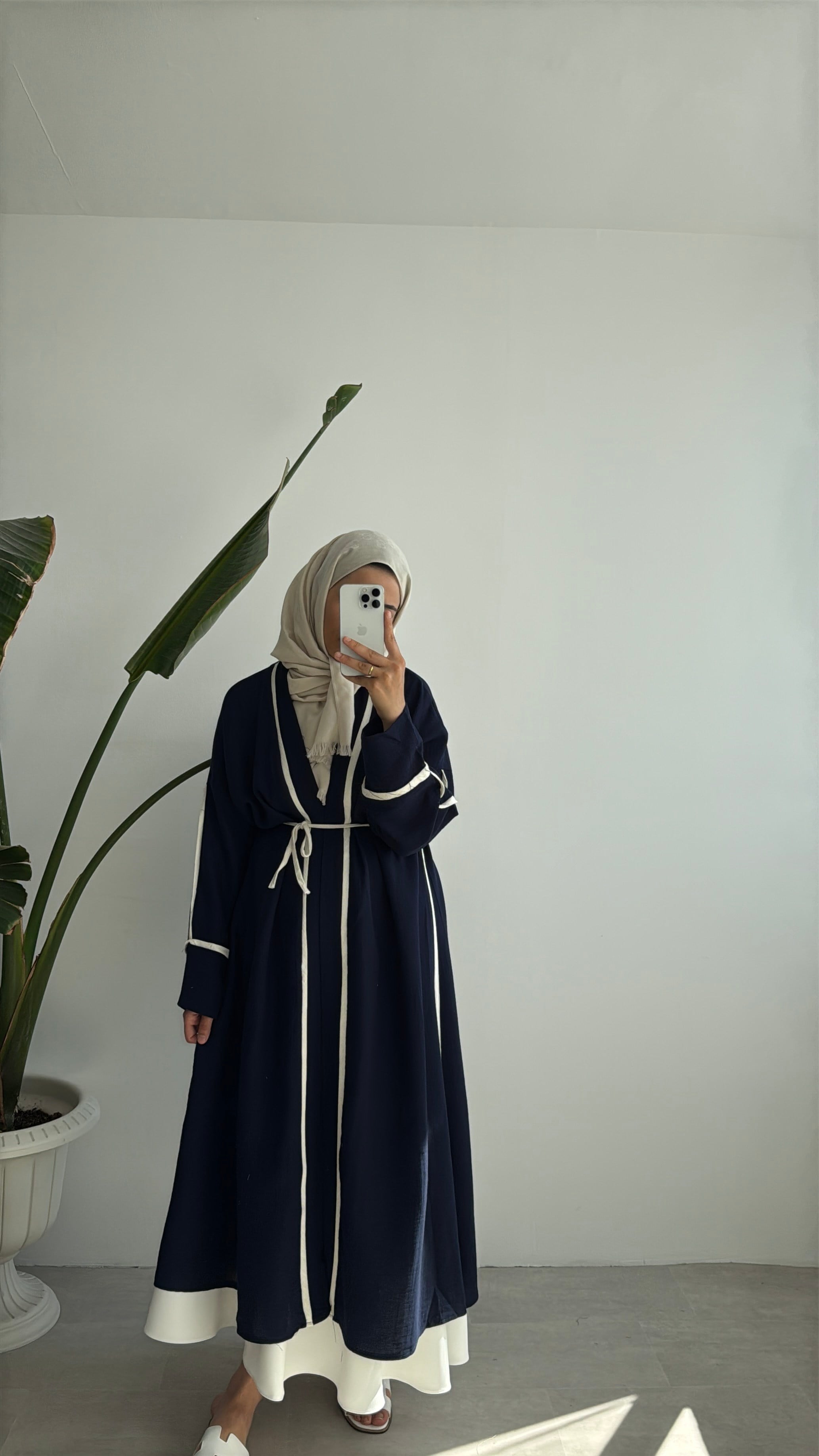 ŞERİT DETAYLI KİMONO - LACİVERT 