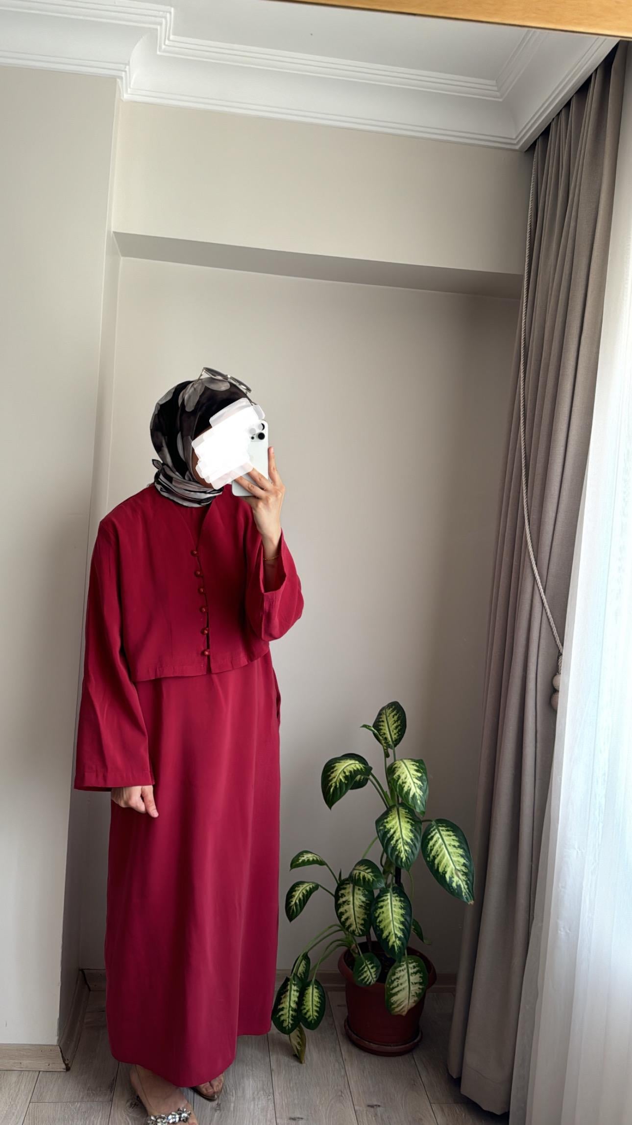 SOPHİA BOLEROLU ELBİSE - BORDO