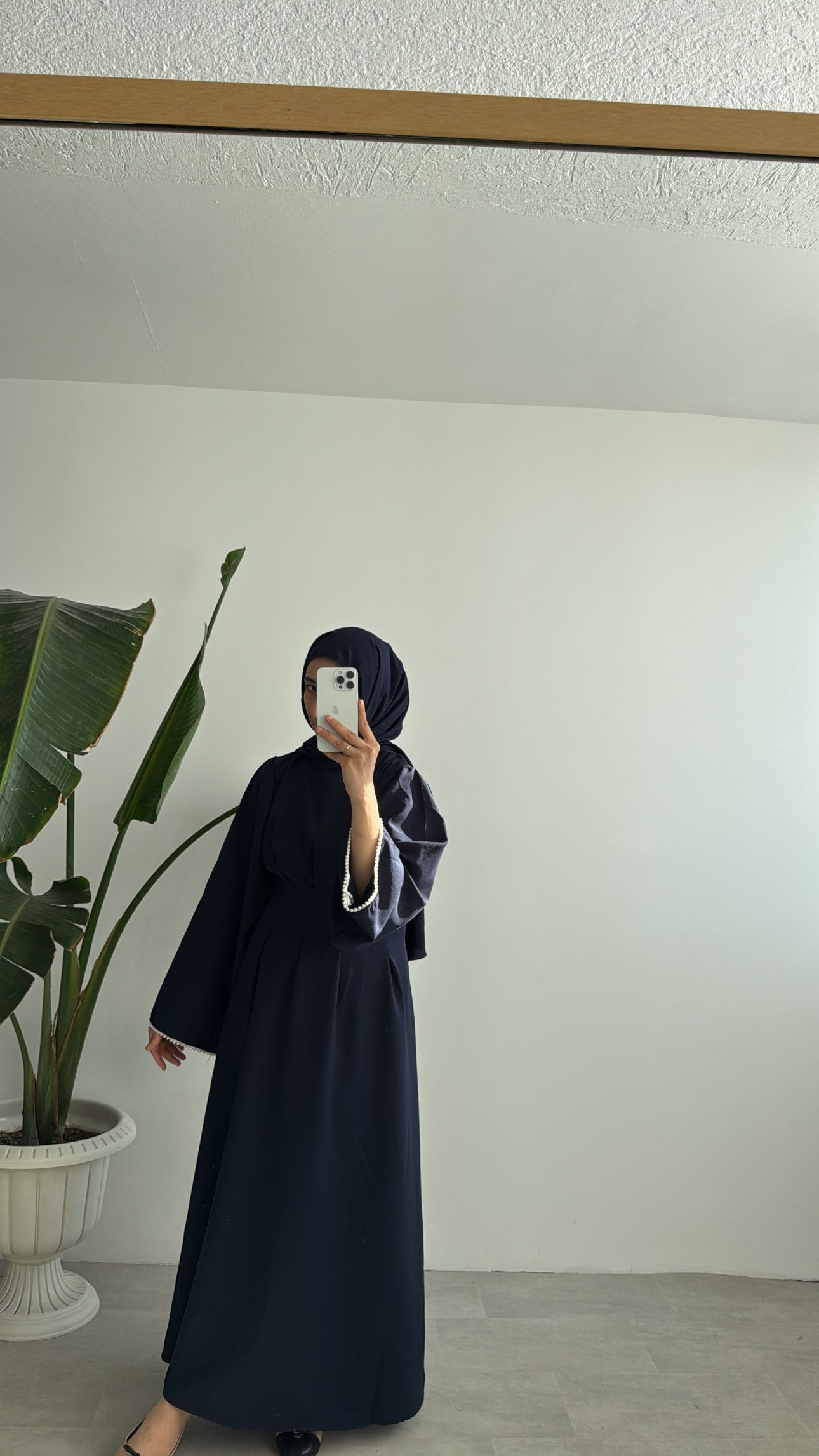 VANESA İNCİ DETAYLI ELBİSE - LACİVERT