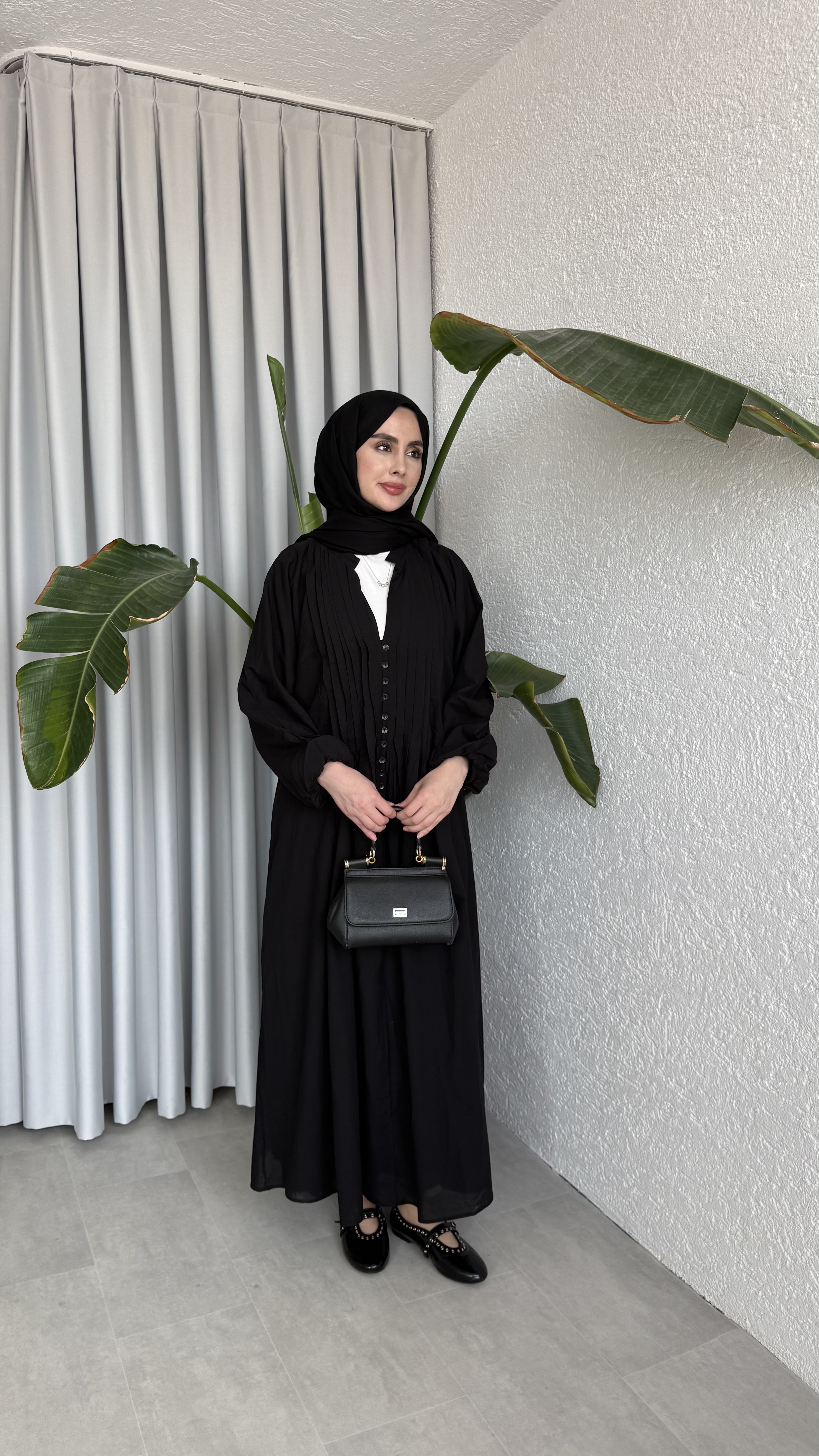 VUAL  ASTARLI PİLE ELBİSE - SİYAH