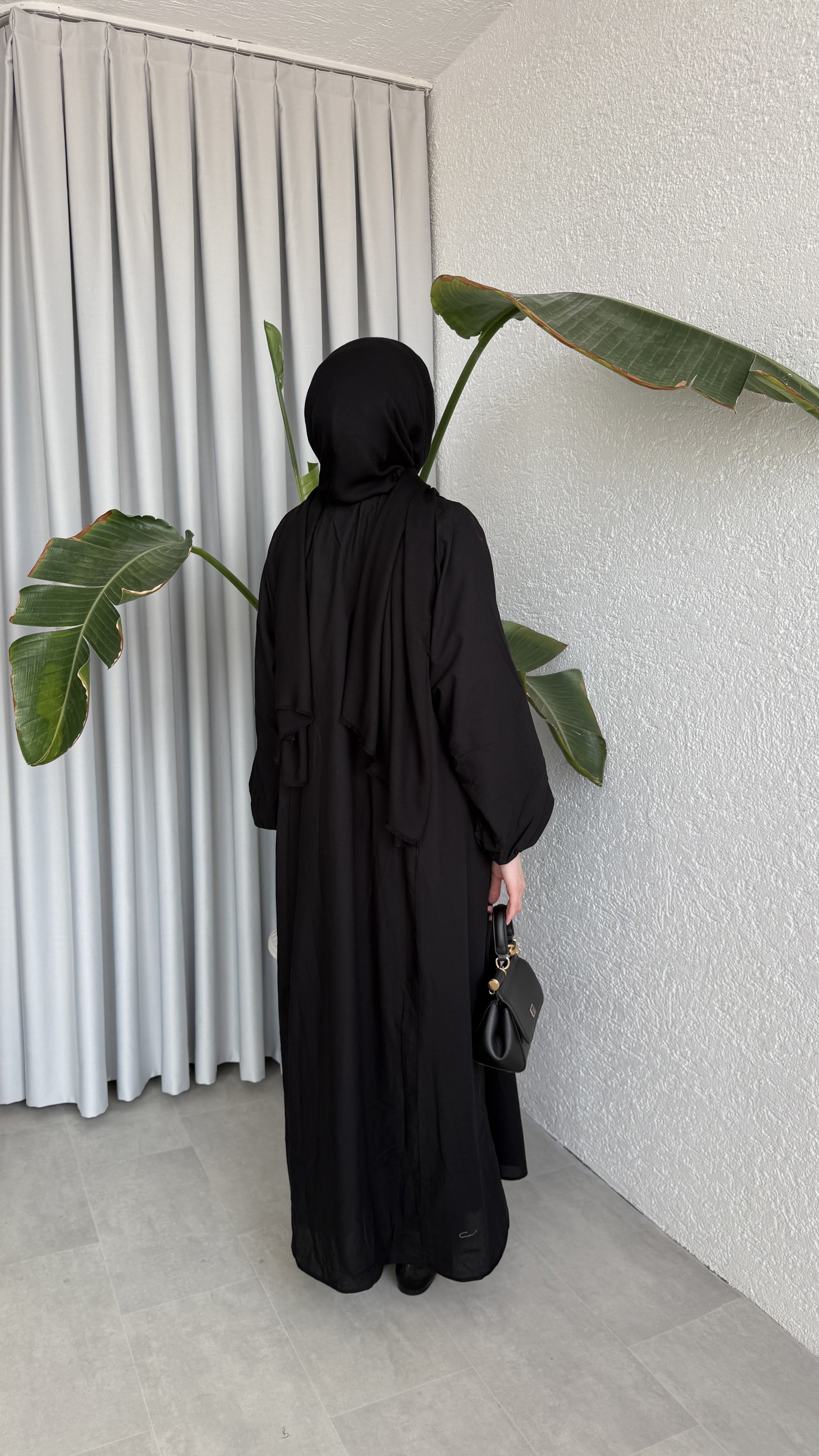 VUAL  ASTARLI PİLE ELBİSE - SİYAH