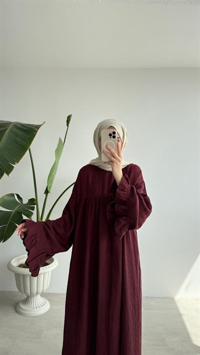 FİORE İTHAL MODAL ELBİSE - BORDO