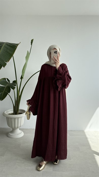 FİORE İTHAL MODAL ELBİSE - BORDO