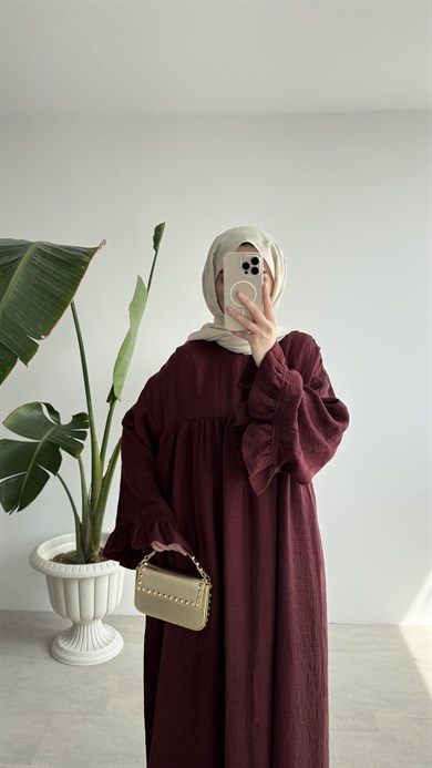 FİORE İTHAL MODAL ELBİSE - BORDO