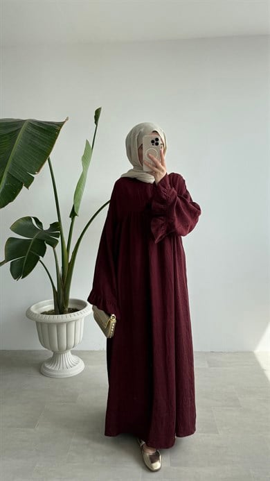 FİORE İTHAL MODAL ELBİSE - BORDO