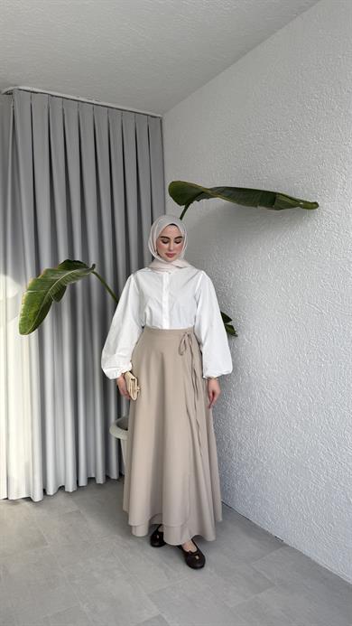 ANVELOP BAĞLAMALI ETEK - BEJ