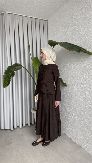 ALUNA ETEKLİ TAKIM - KAHVERENGİ
