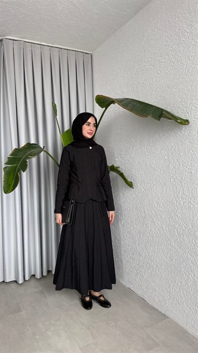 ALUNA ETEKLİ TAKIM - SİYAH
