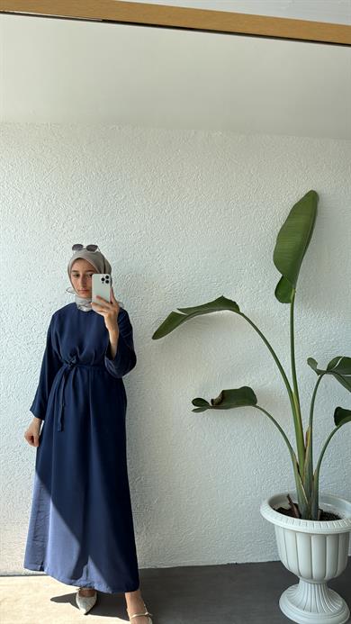 BASIC TENSEL MODAL ELBİSE - LACİVERT