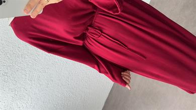 BELDEN BAĞLAMALI BUZY ELBİSE -  BORDO