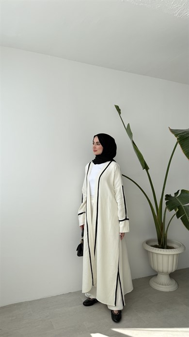 ŞERİT DETAYLI KİMONO - BEYAZ