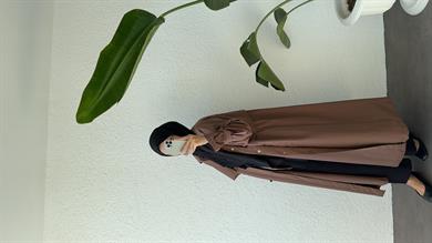 BİYELİ PAMUK TRENÇ KAHVE