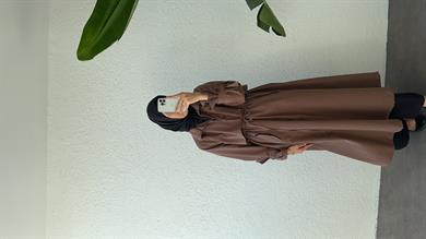 BİYELİ PAMUK TRENÇ KAHVE