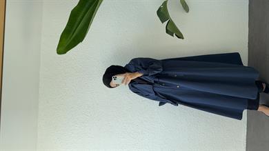 BİYELİ PAMUK TRENÇ LACİVERT