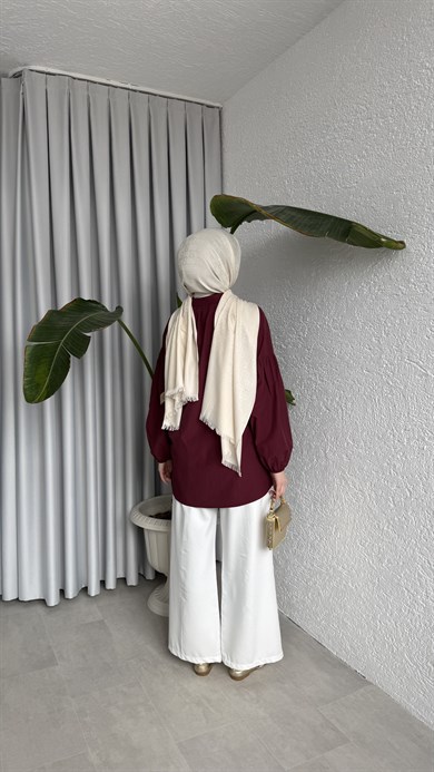 MİLA DÜĞMELİ GÖMLEK -BORDO