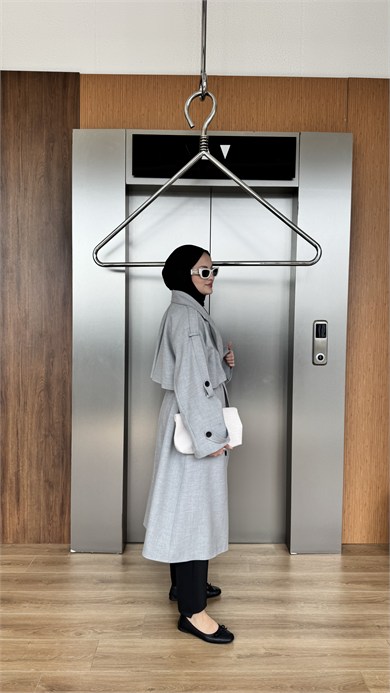CASUAL ELEGANCE TRENÇKOT - GRİ 